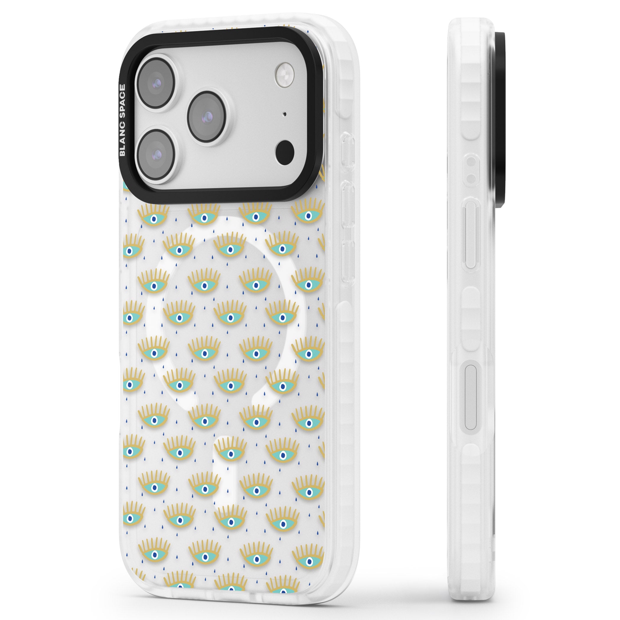 Crying Eyes Pattern iPhone 17 Pro Max Impact Pro Clear Phone Case Side Profile