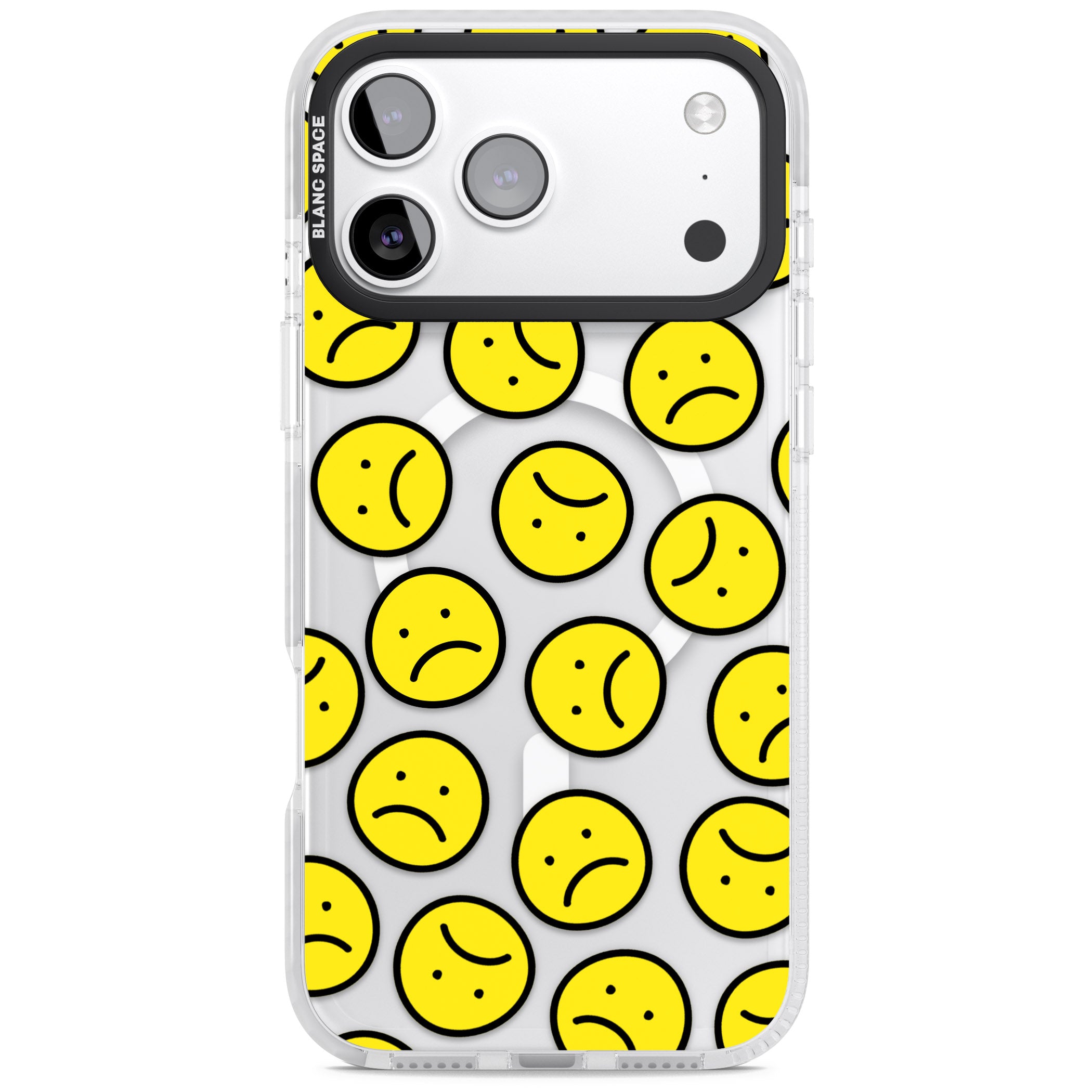 Sad Face Clear Pattern iPhone 17 Pro Max Impact Pro Clear Phone Case