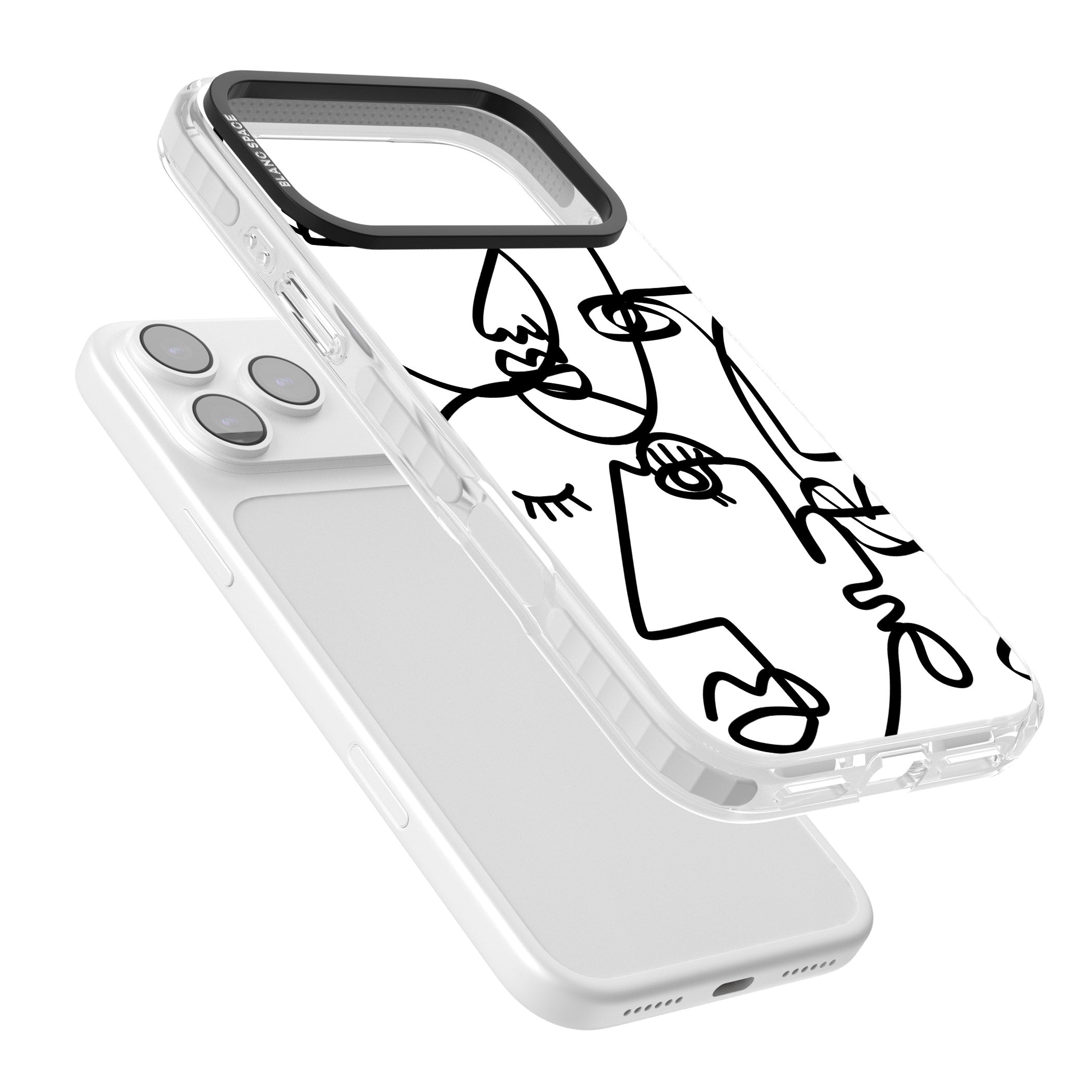 Abstract Line Art Black White iPhone 17 Pro Max Impact Pro Clear Phone Case Colours