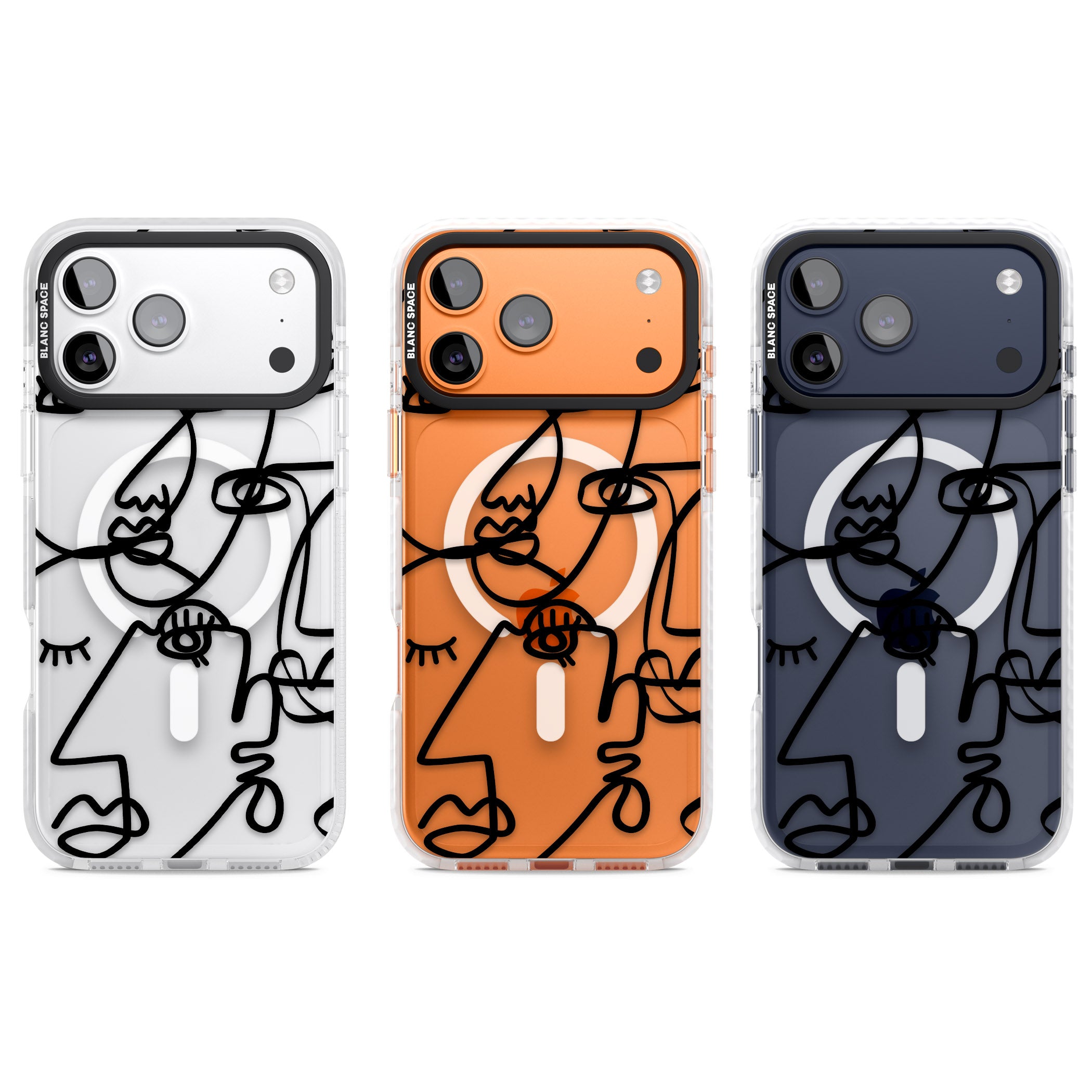 Abstract Line Art Black Clear iPhone 17 Pro Impact Pro Clear Phone Case APT Impact Protection