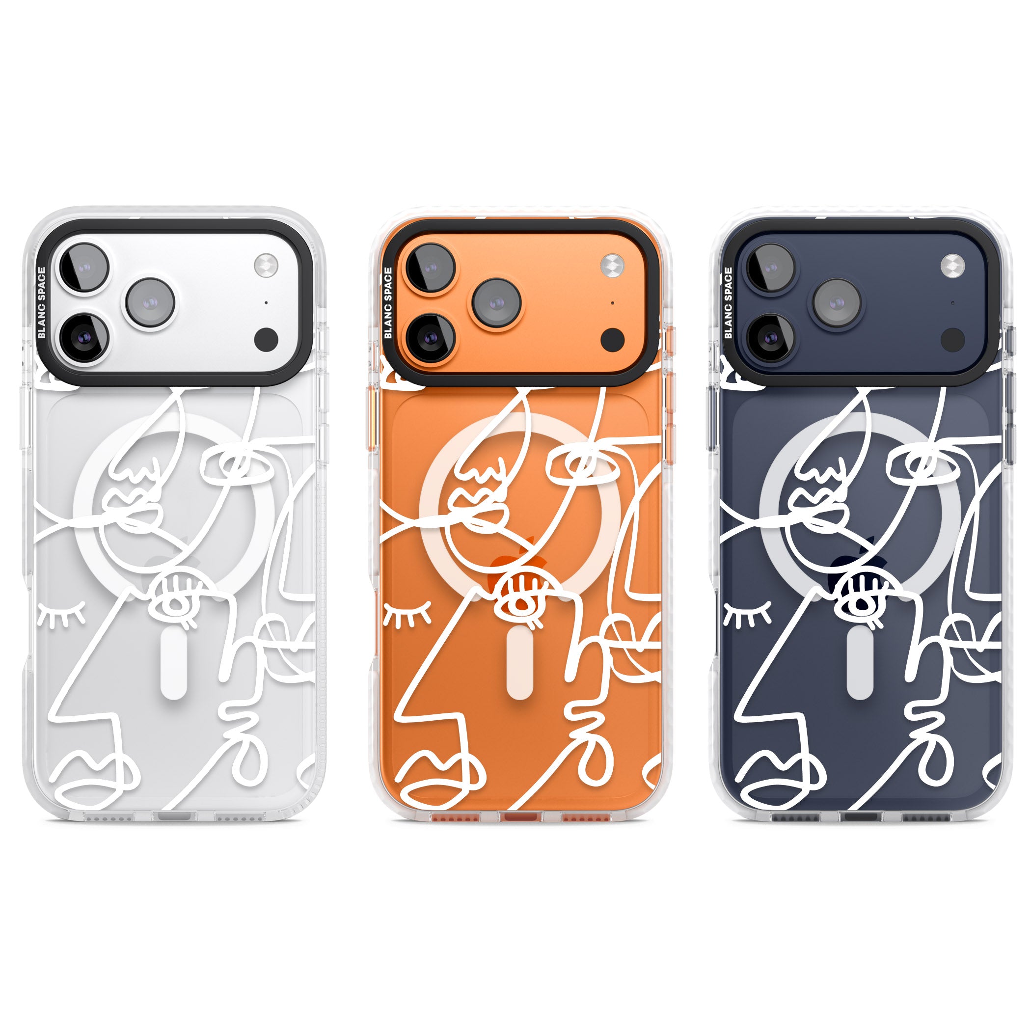 Abstract Line Art White Clear iPhone 17 Pro Impact Pro Clear Phone Case APT Impact Protection