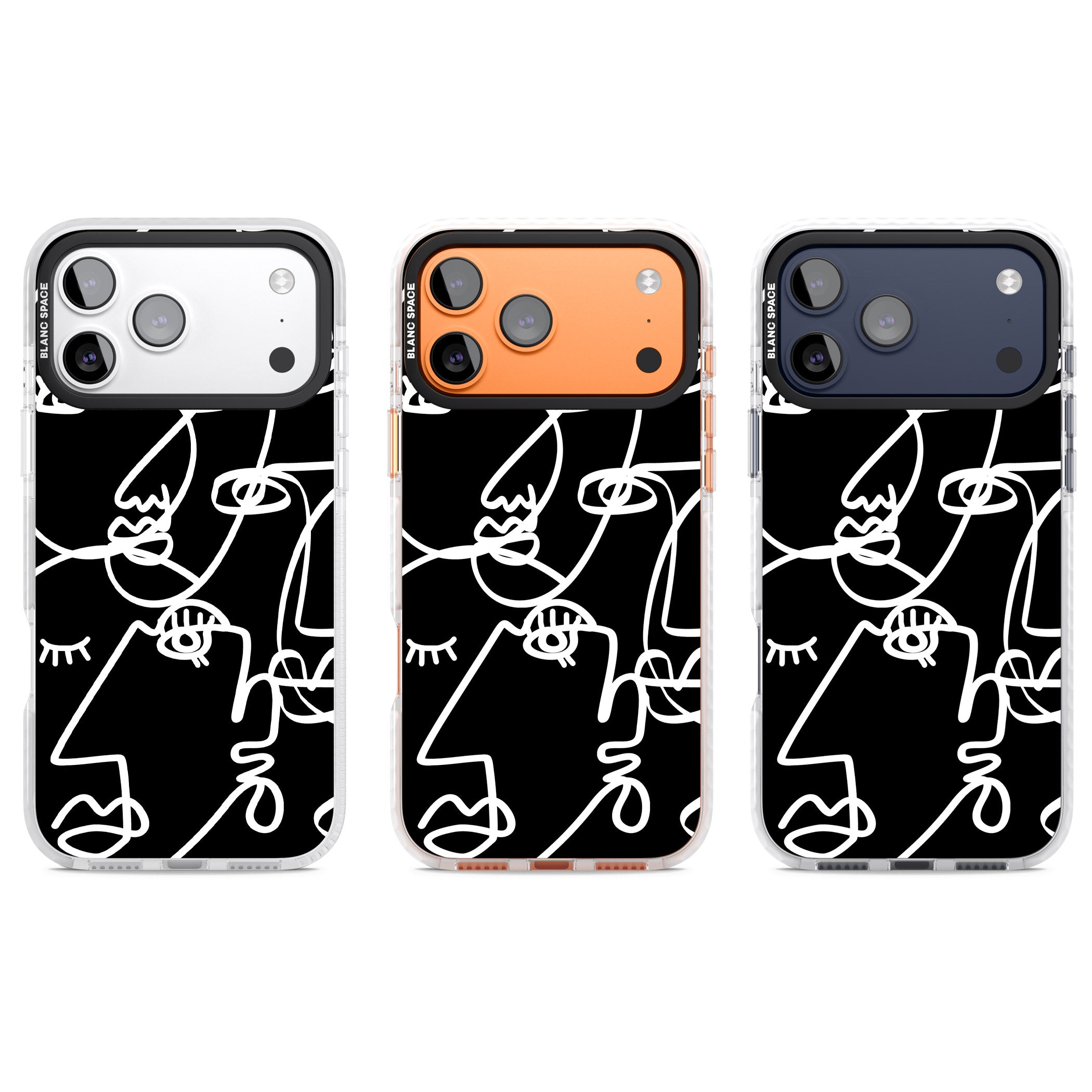 Abstract Line Art White Black iPhone 17 Pro Impact Pro Clear Phone Case APT Impact Protection