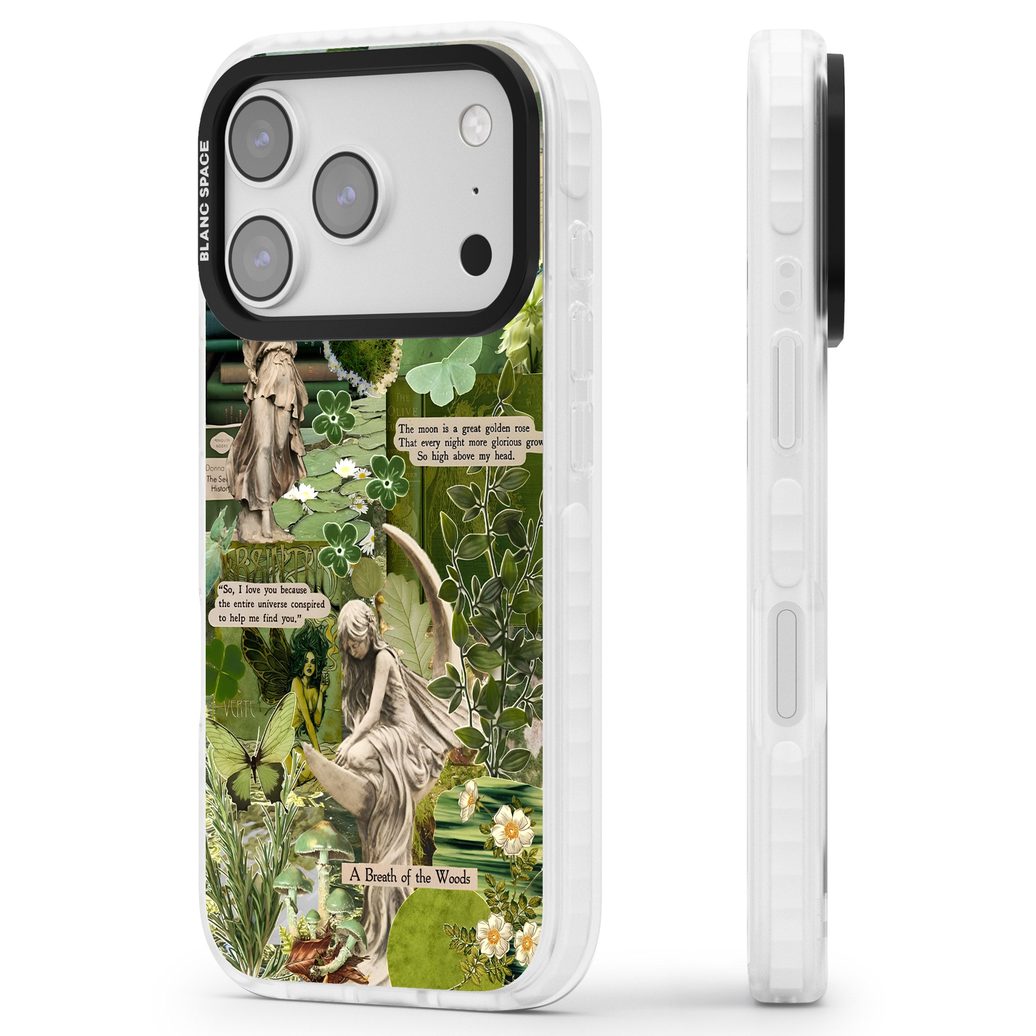 Enchanted Forest Green iPhone 17 Pro Max Impact Pro Clear Phone Case Side Profile