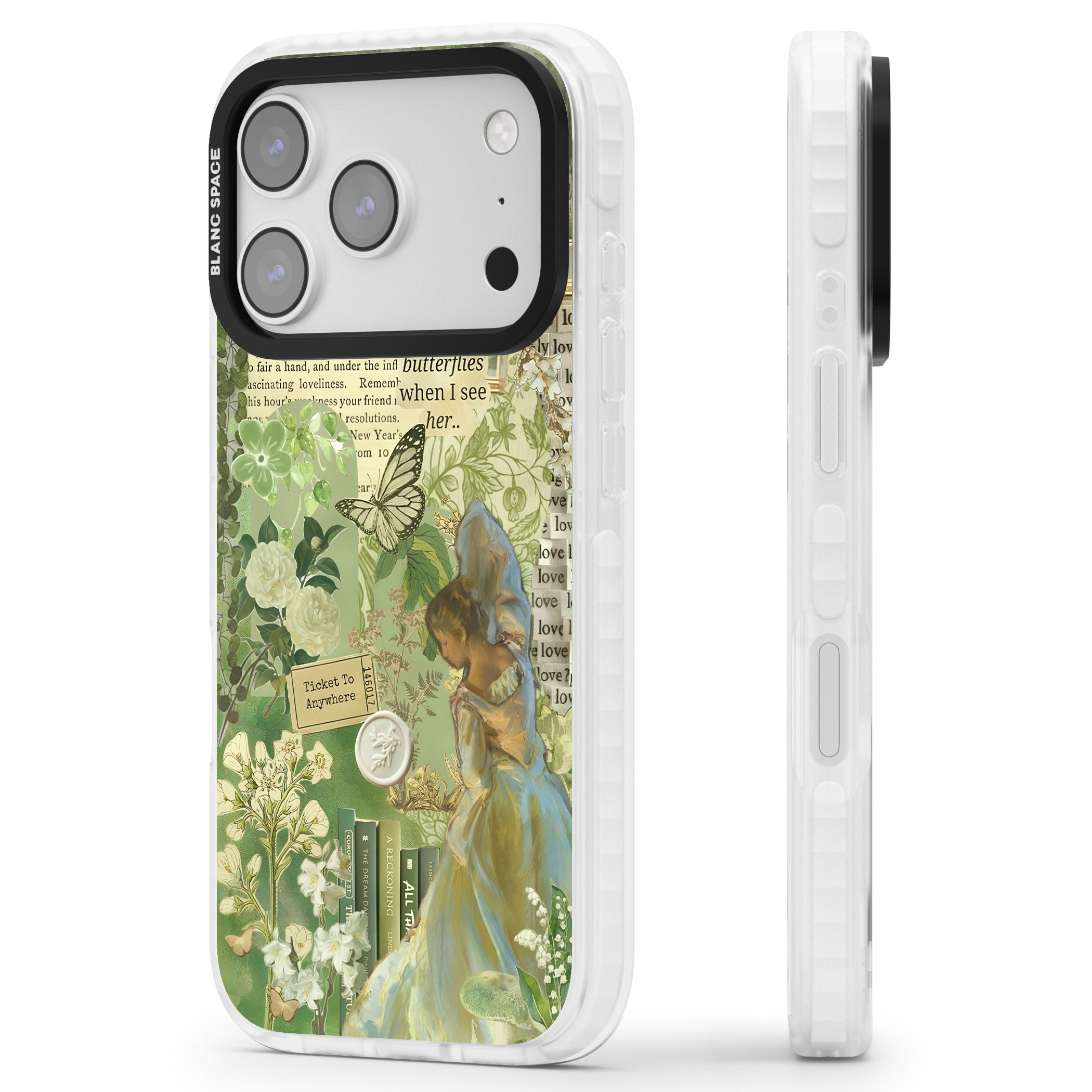 Vintage Green Fairy iPhone 17 Pro Max Impact Pro Clear Phone Case Side Profile