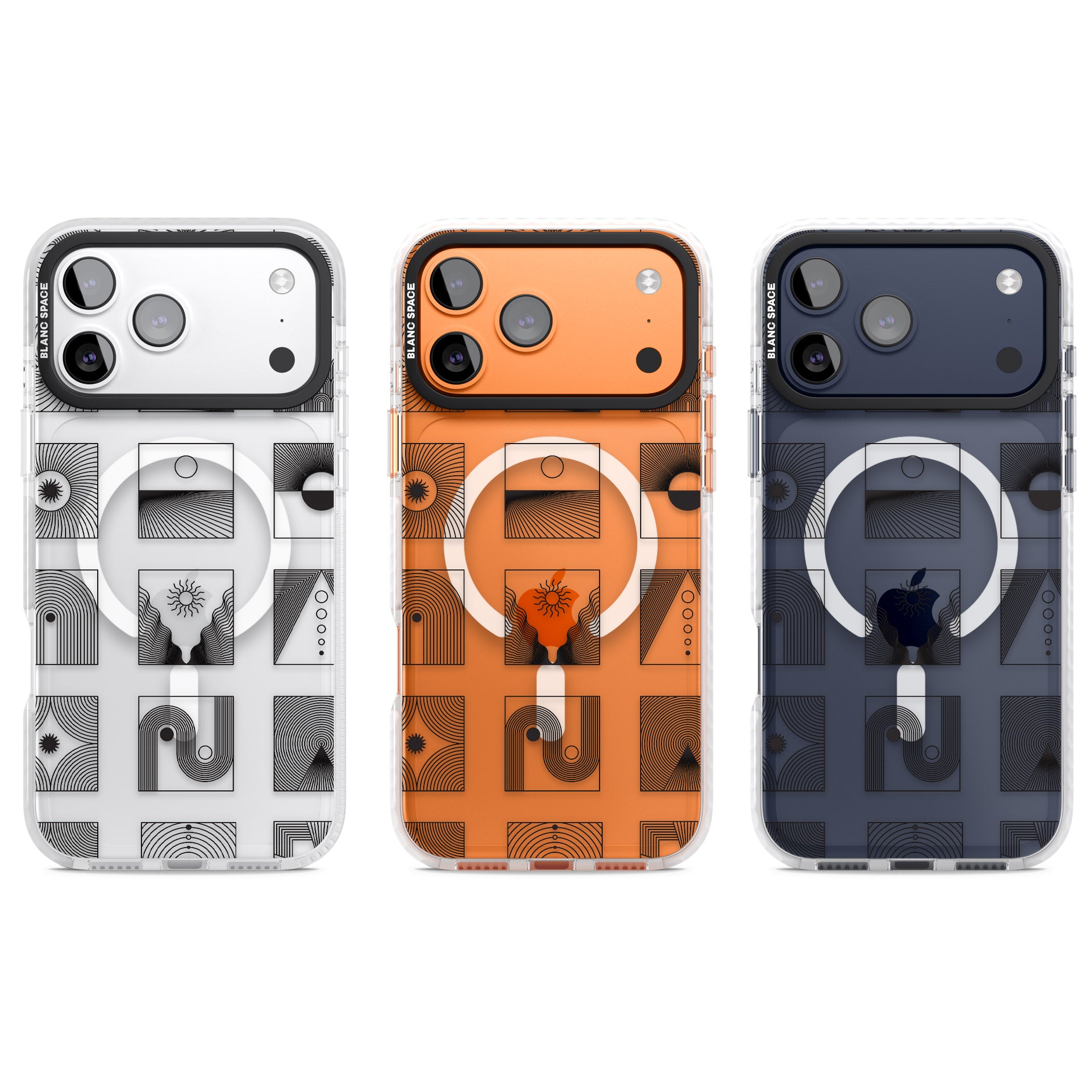 Geometric Pattern Trio: Artistic Blend iPhone 17 Pro Impact Pro Clear Phone Case APT Impact Protection