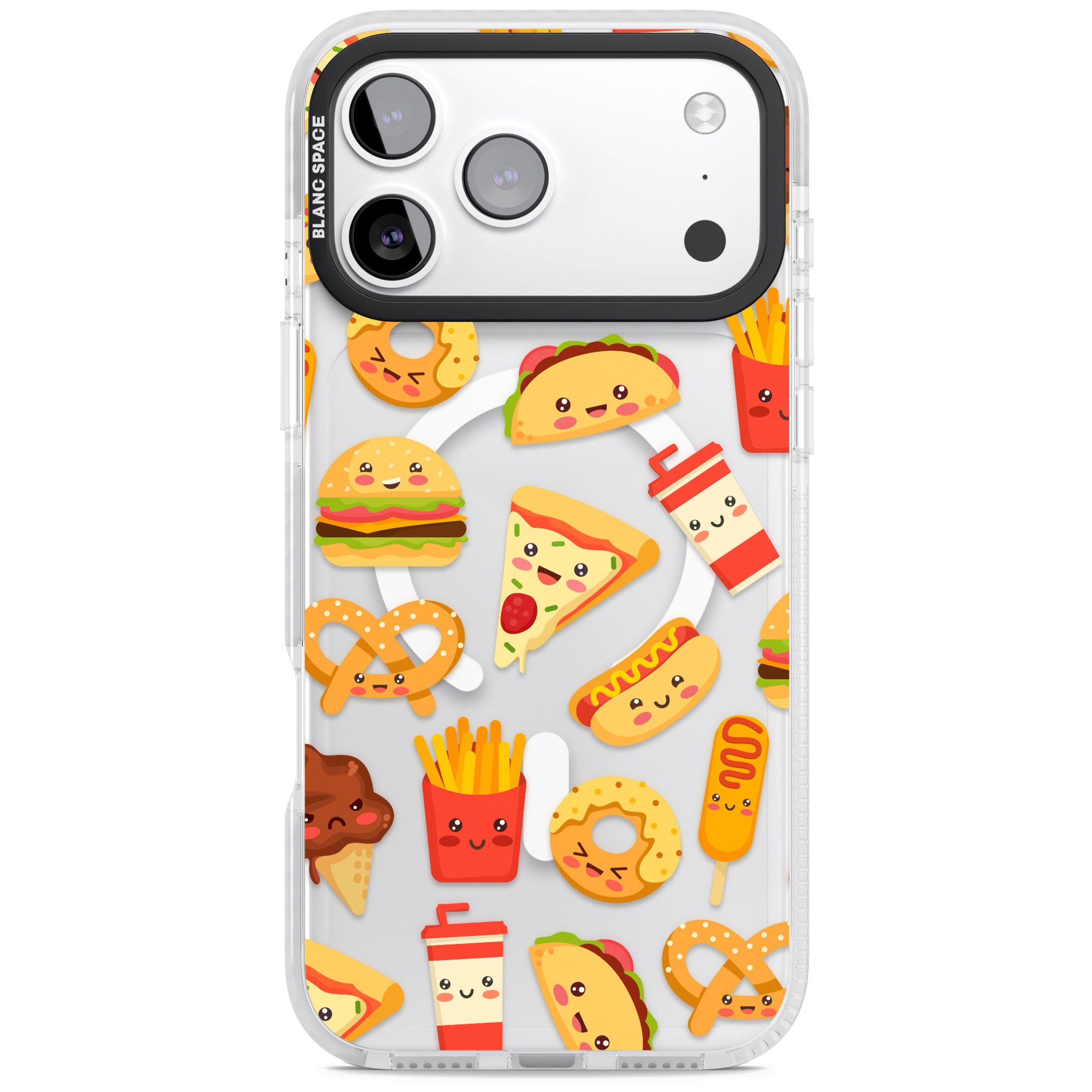 Fast Food Patterns Kawaii Fast Food Mix iPhone 17 Pro Max Impact Pro Clear Phone Case