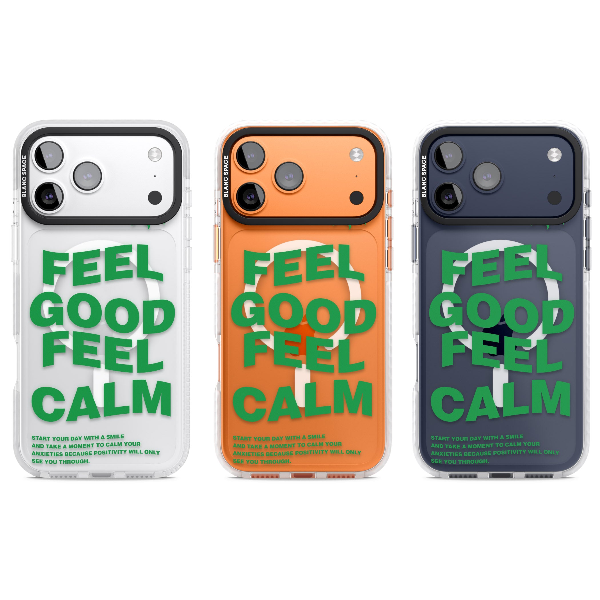 Feel Good Feel Calm (Green) iPhone 17 Pro Impact Pro Clear Phone Case APT Impact Protection