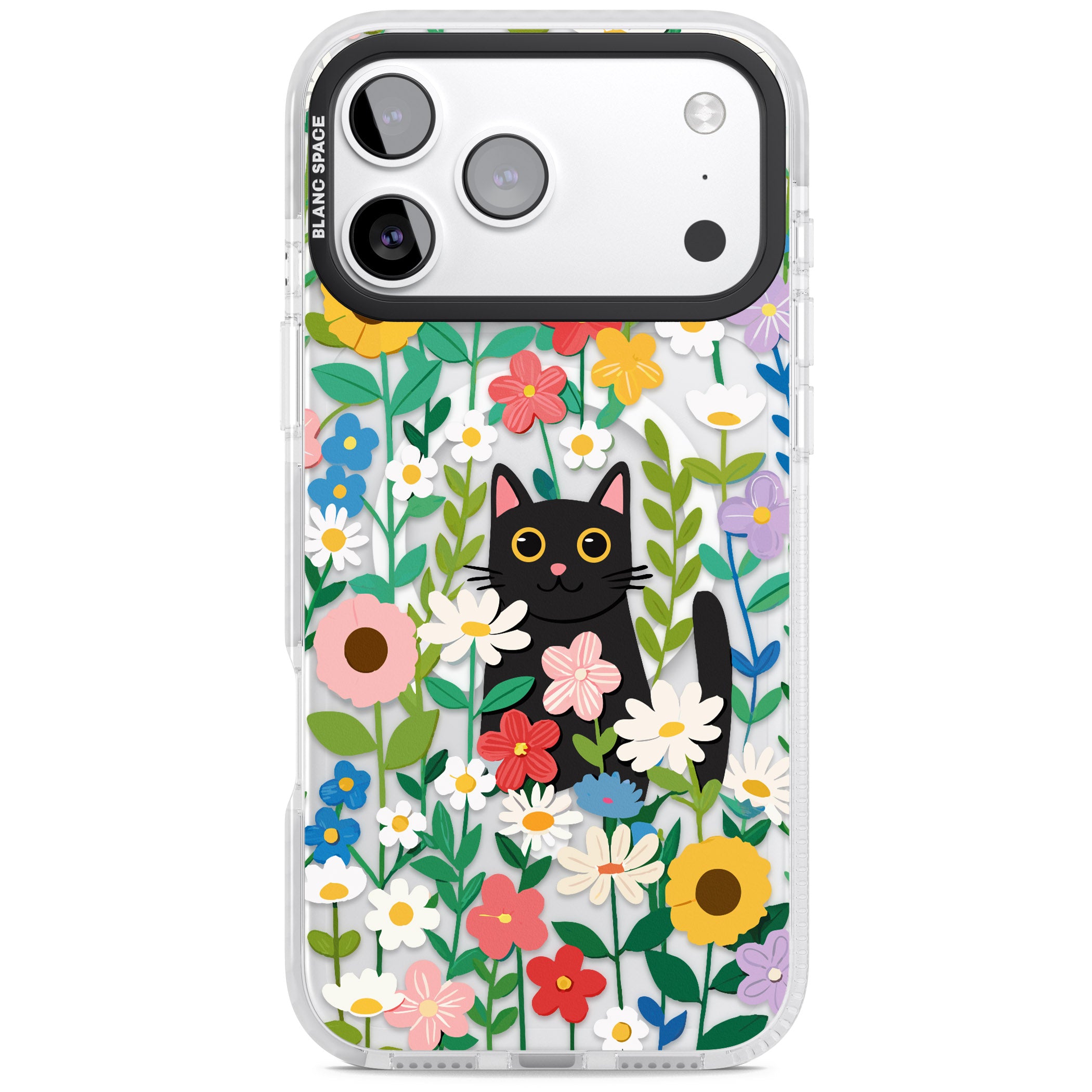 Whiskers & Wildflowers Cat iPhone 17 Pro Max Impact Pro Clear Phone Case