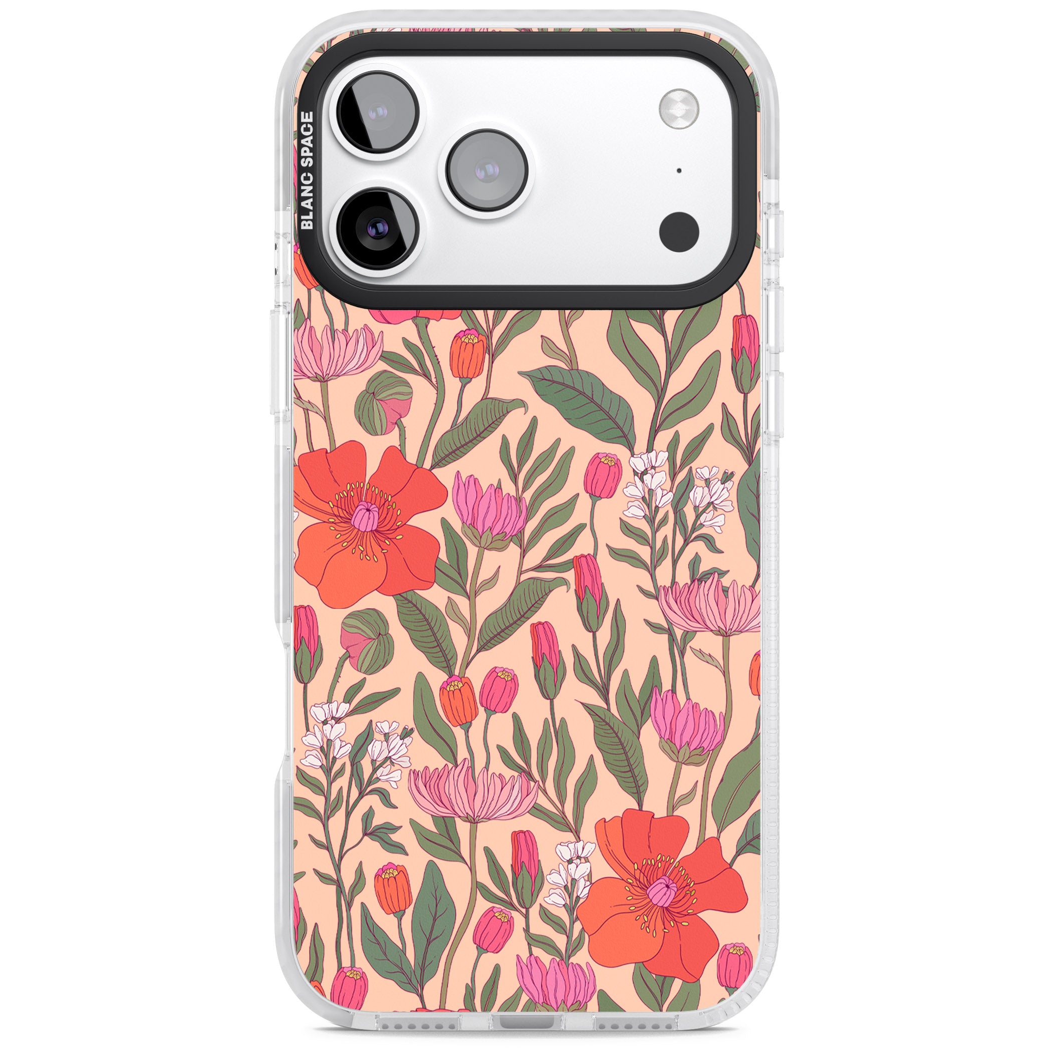 Peachy Floral Background iPhone 17 Pro Max Impact Pro Clear Phone Case