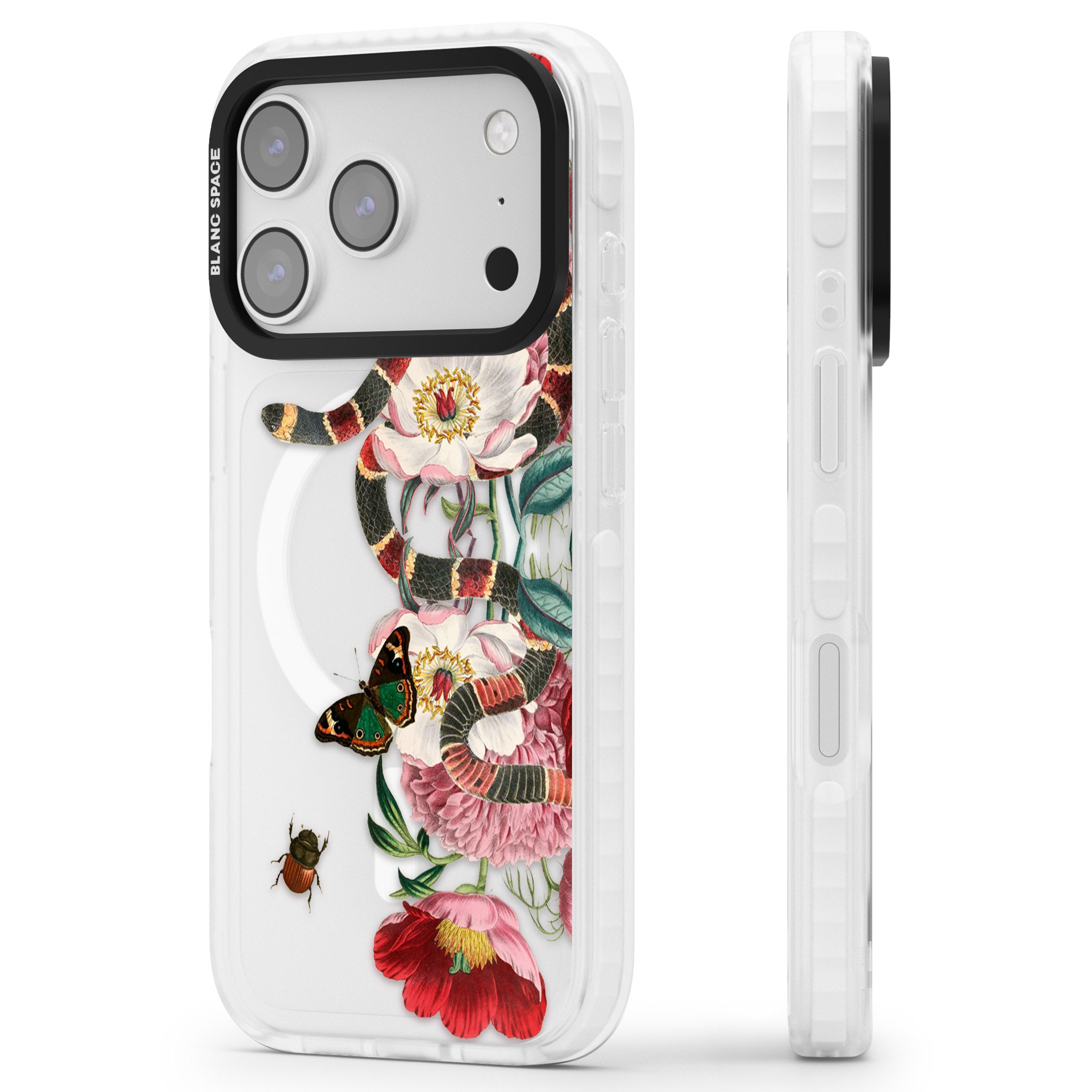Floral Snake iPhone 17 Pro Max Impact Pro Clear Phone Case Side Profile