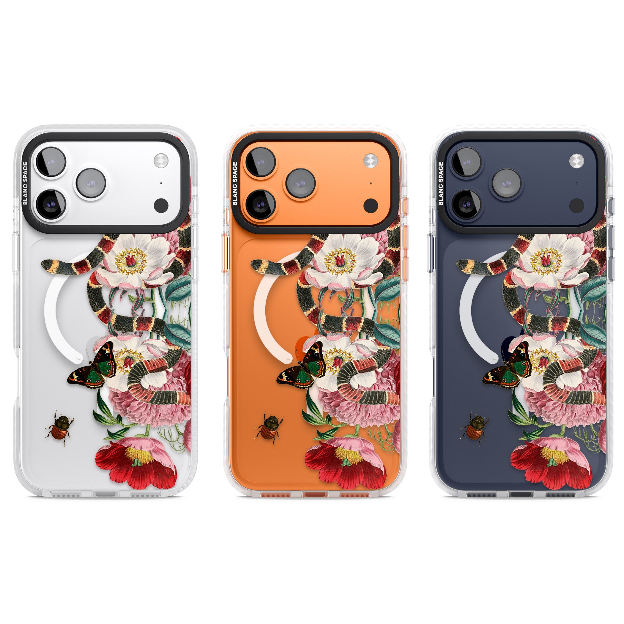Floral Snake iPhone 17 Pro Impact Pro Clear Phone Case APT Impact Protection