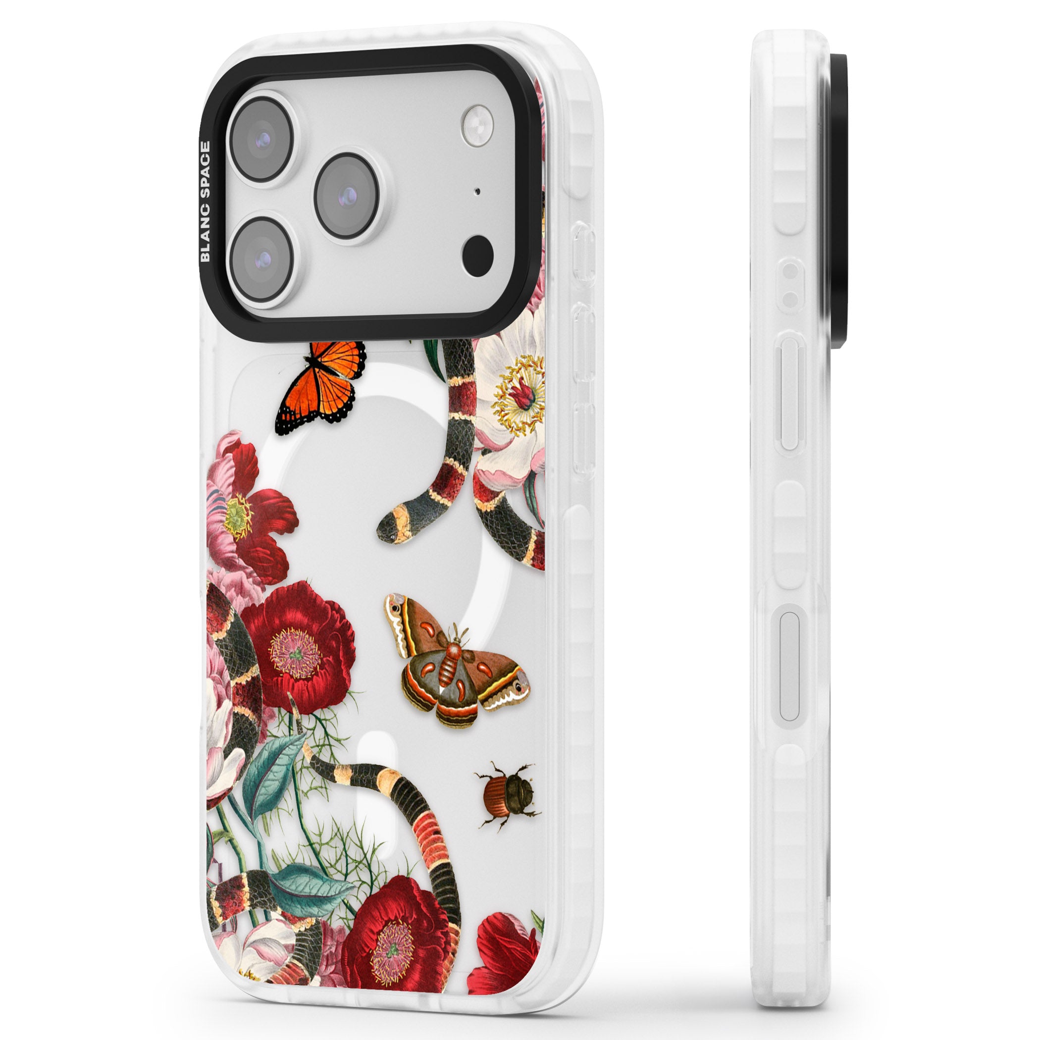 Botanical Snake iPhone 17 Pro Max Impact Pro Clear Phone Case Side Profile