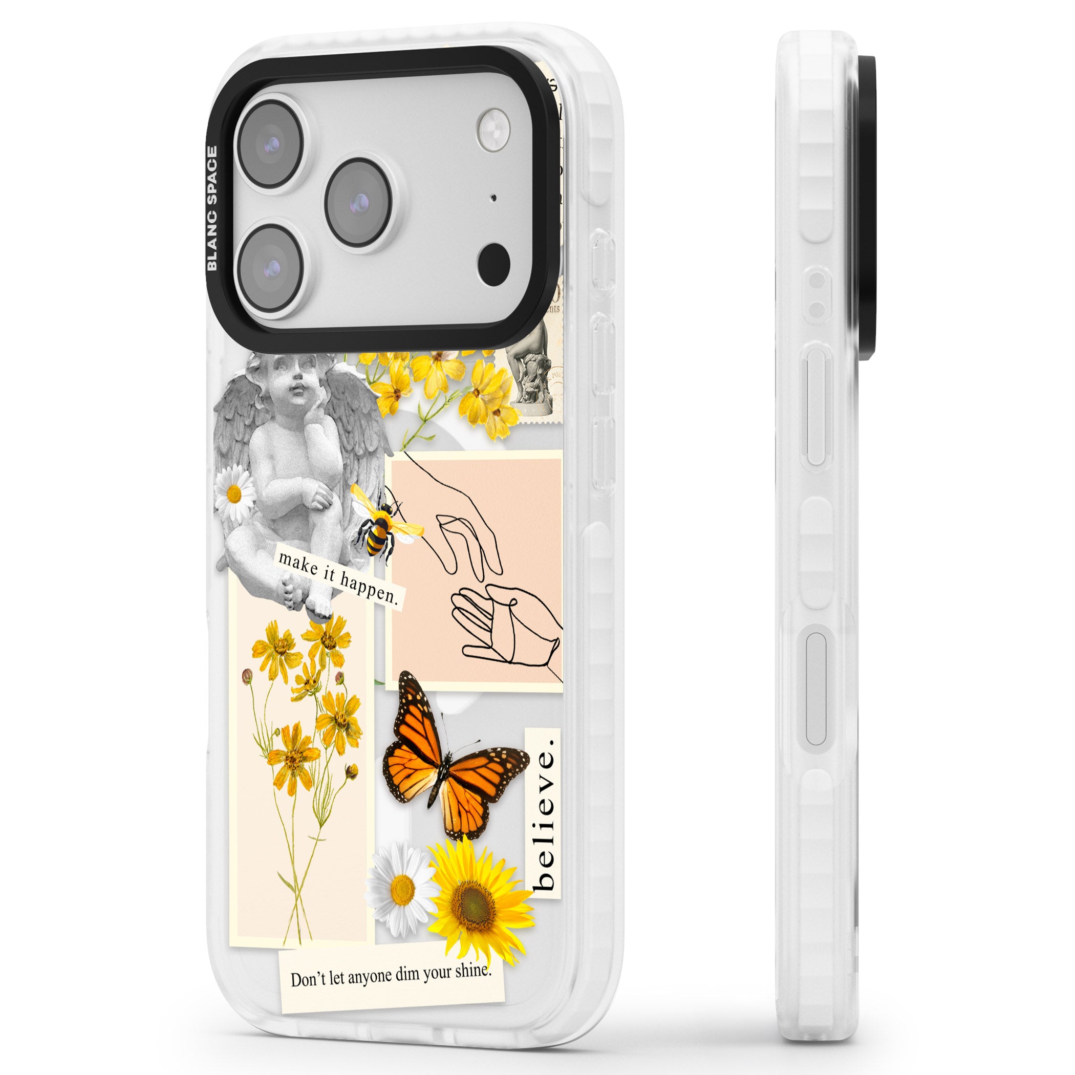 Vintage Wildflower Collage iPhone 17 Pro Max Impact Pro Clear Phone Case Side Profile