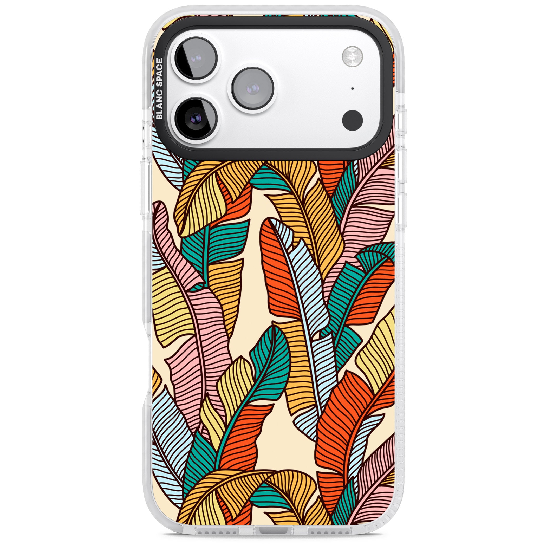 Pastel Palm Leaves iPhone 17 Pro Max Impact Pro Clear Phone Case