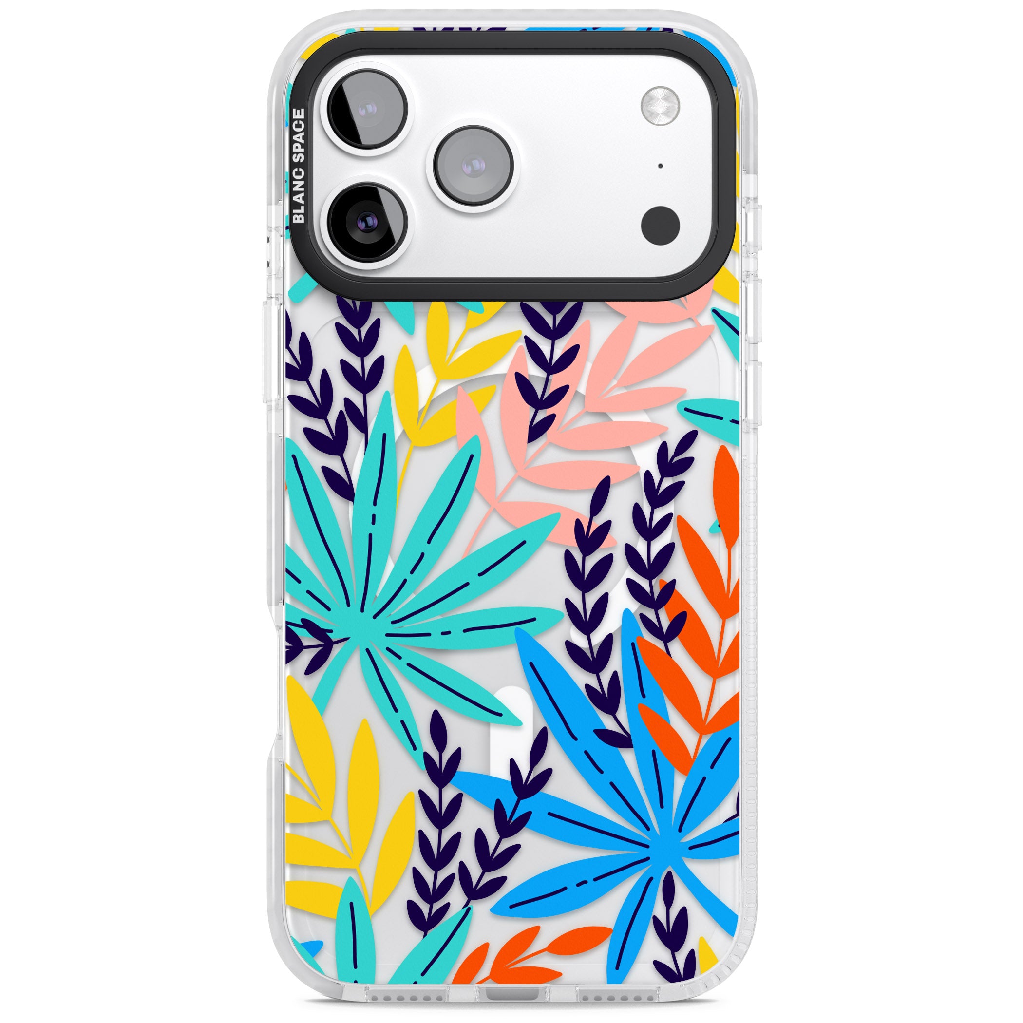 Tropical Palm Leaves iPhone 17 Pro Max Impact Pro Clear Phone Case