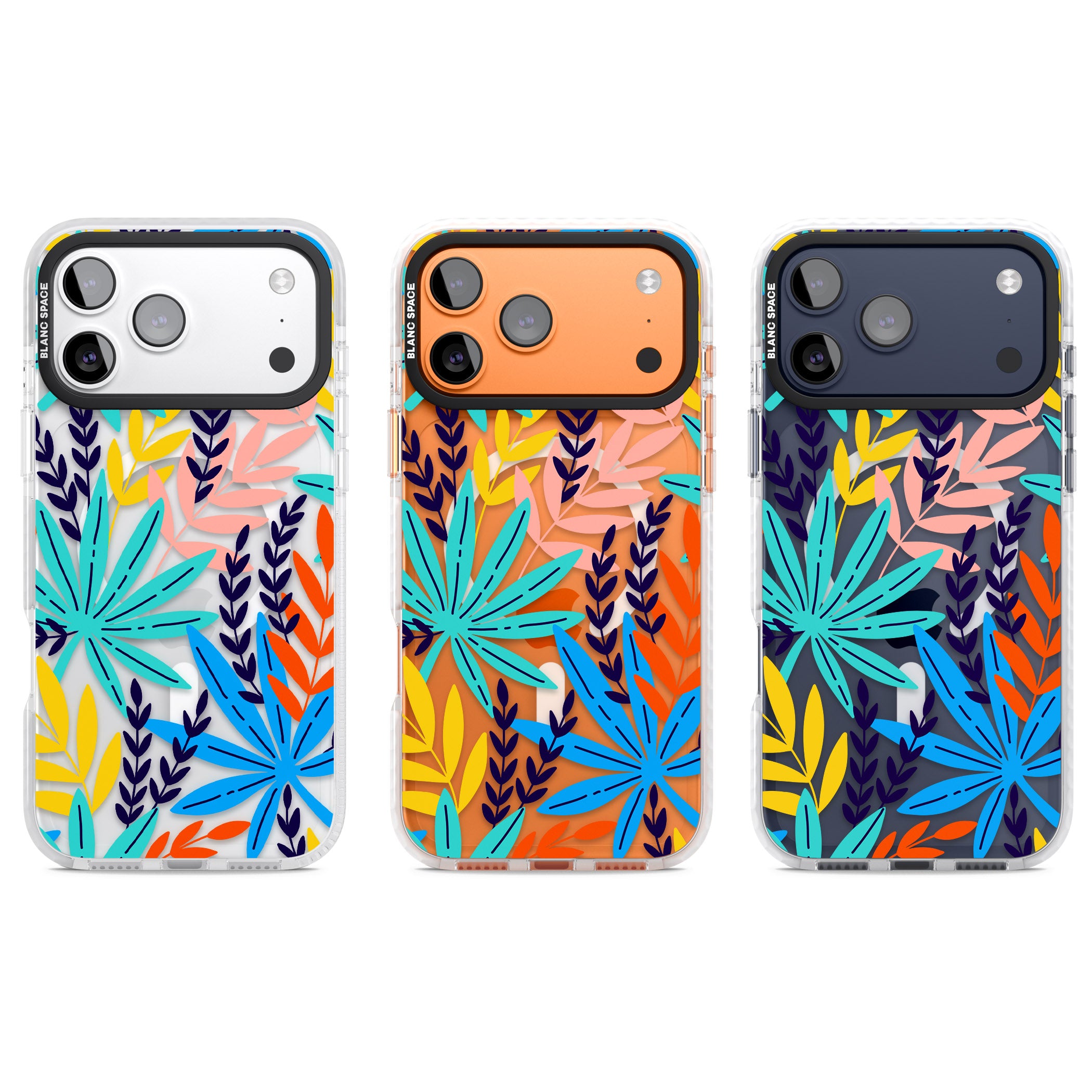 Tropical Palm Leaves iPhone 17 Pro Impact Pro Clear Phone Case APT Impact Protection
