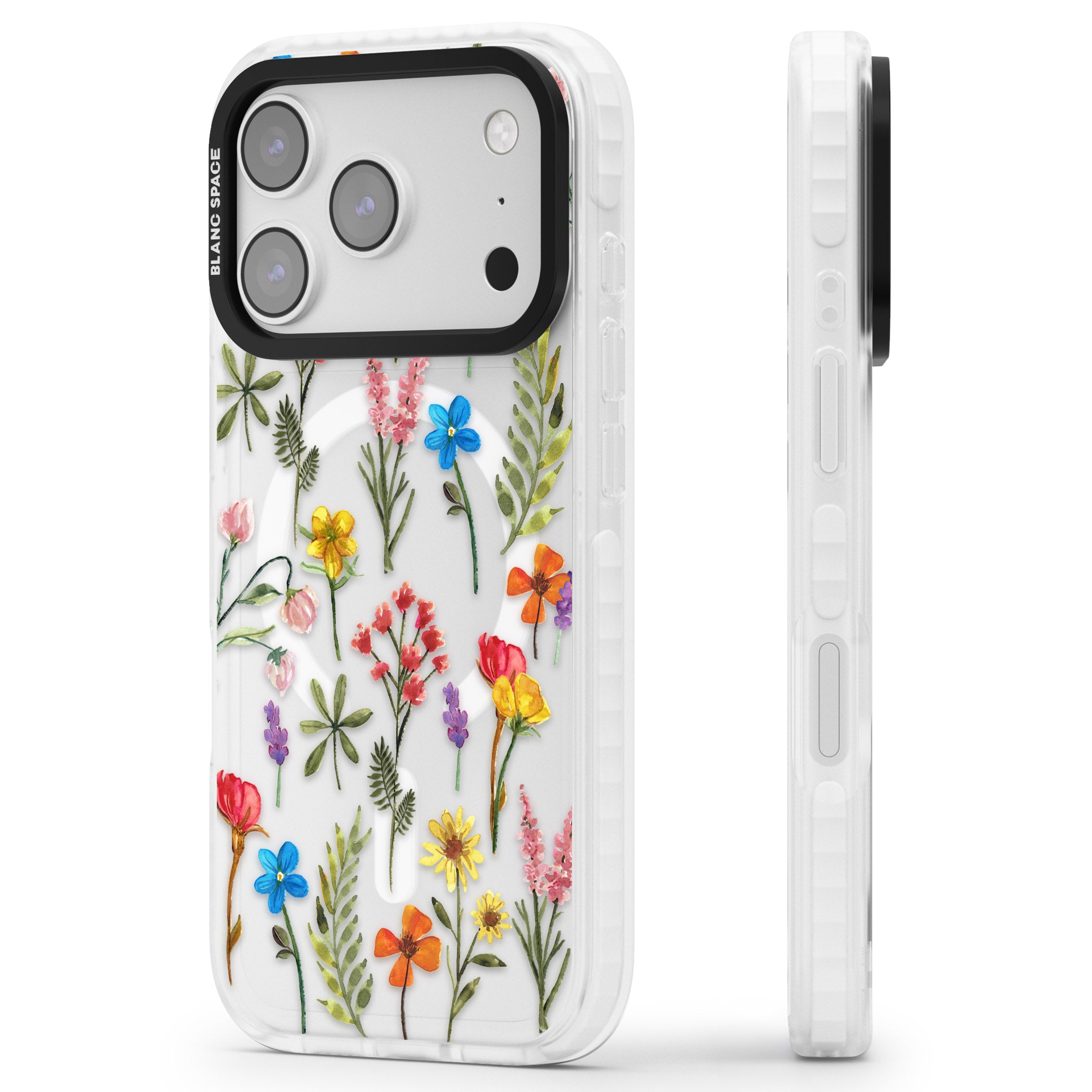Spring Botanicals iPhone 17 Pro Max Impact Pro Clear Phone Case Side Profile