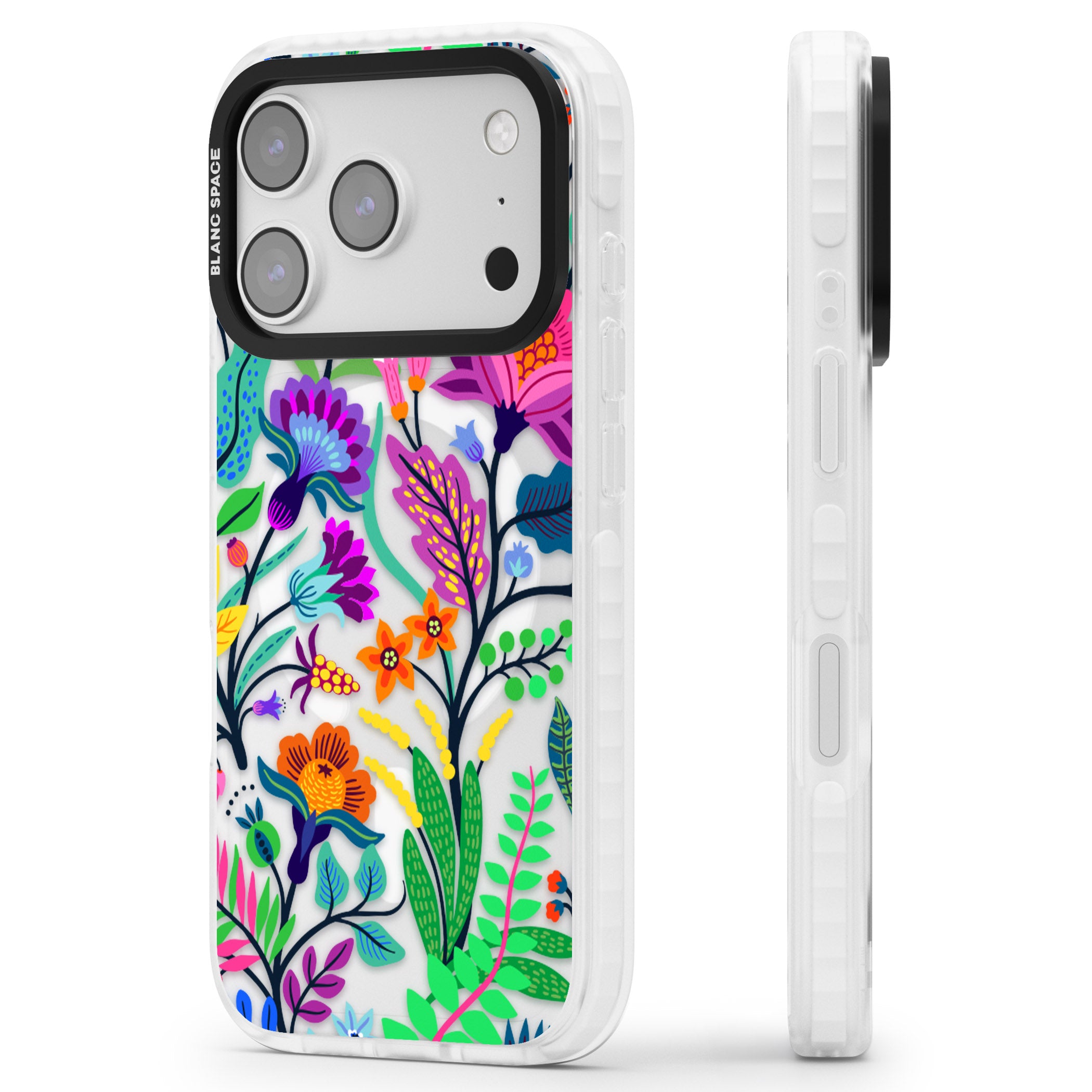 Floral Vibe iPhone 17 Pro Max Impact Pro Clear Phone Case Side Profile