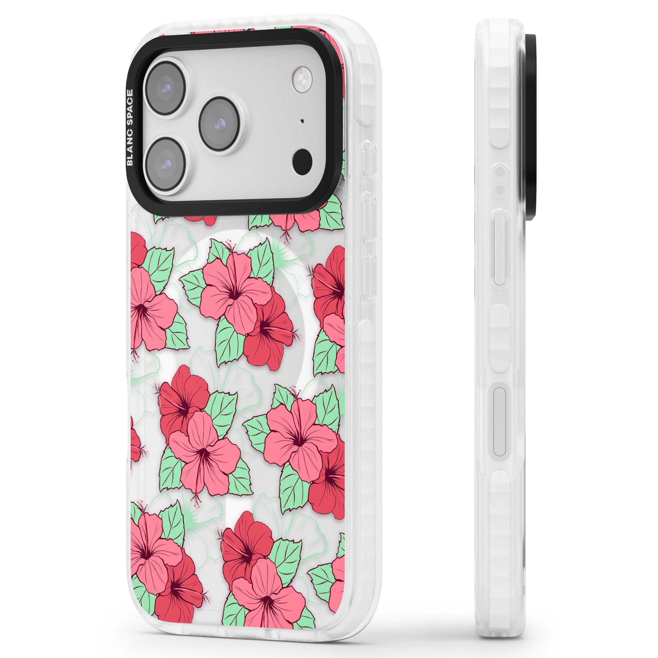 Pink Peony iPhone 17 Pro Max Impact Pro Clear Phone Case Side Profile