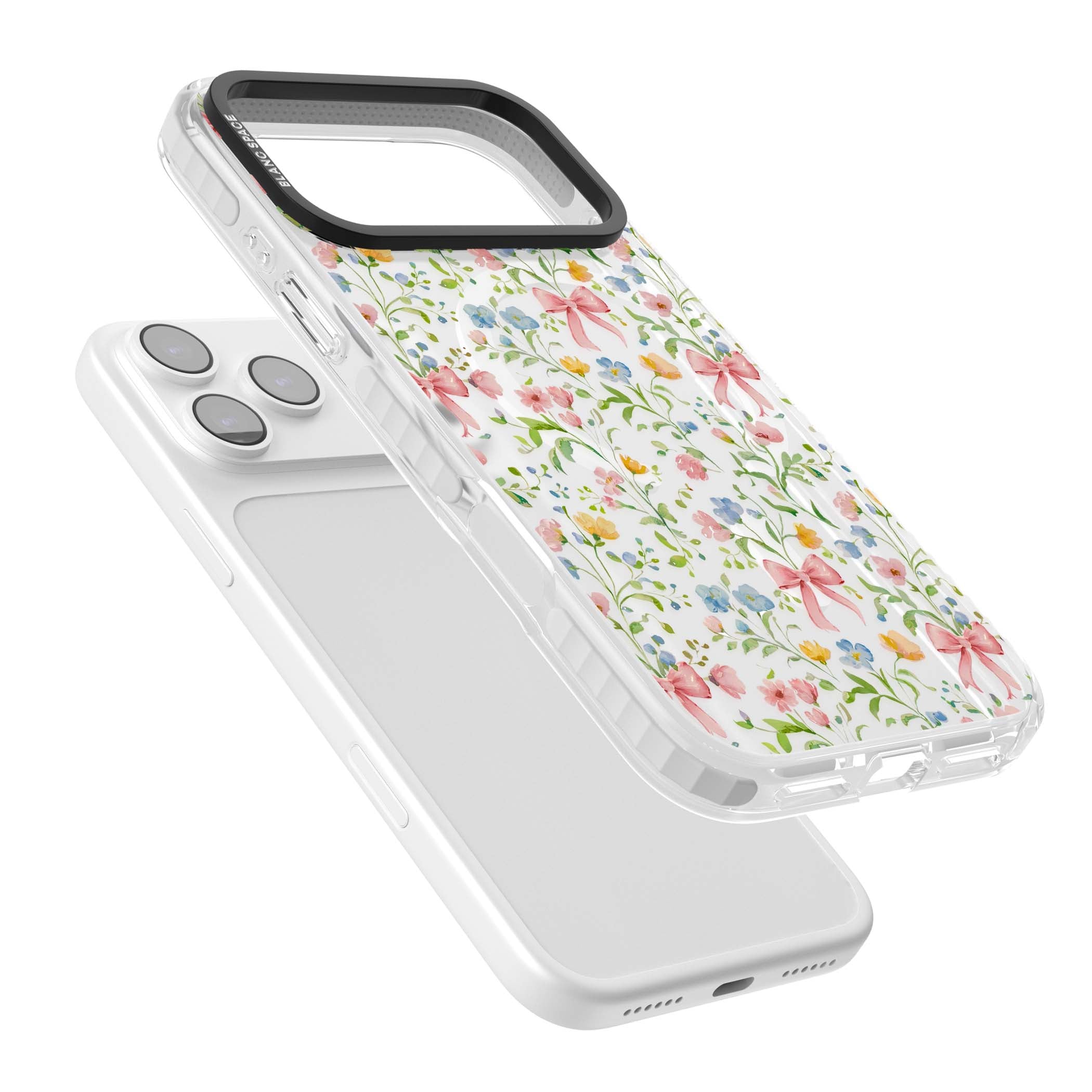 Ribbons & Wildflowers cottagecore iPhone case featuring watercolor wildflowers, pink satin bows, and delicate spring blooms o | Impact Magsafe case for iPhone 17 Pro, iPhone 17 Pro Max