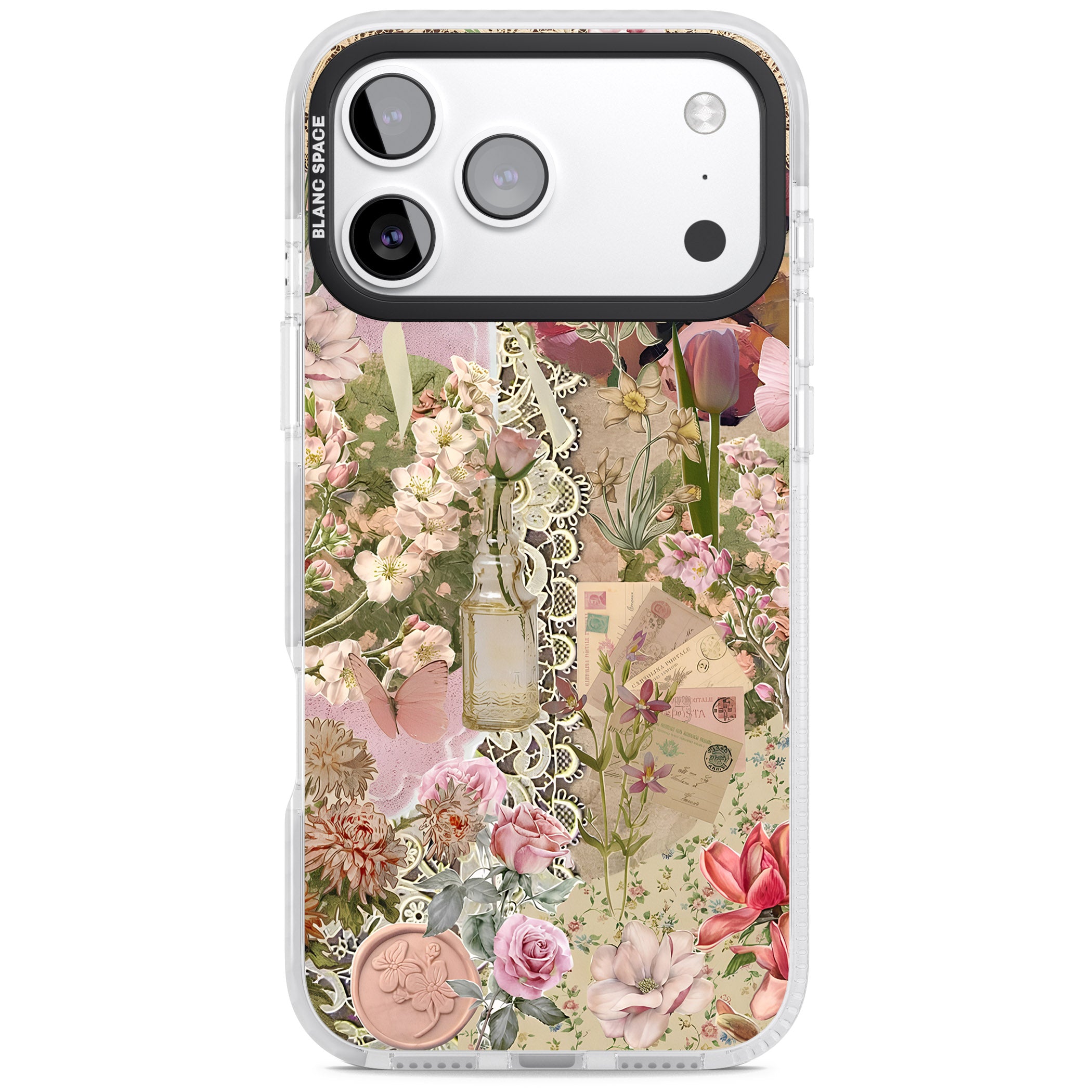 Soft Pink Flower Collage iPhone 17 Pro Max Impact Pro Clear Phone Case