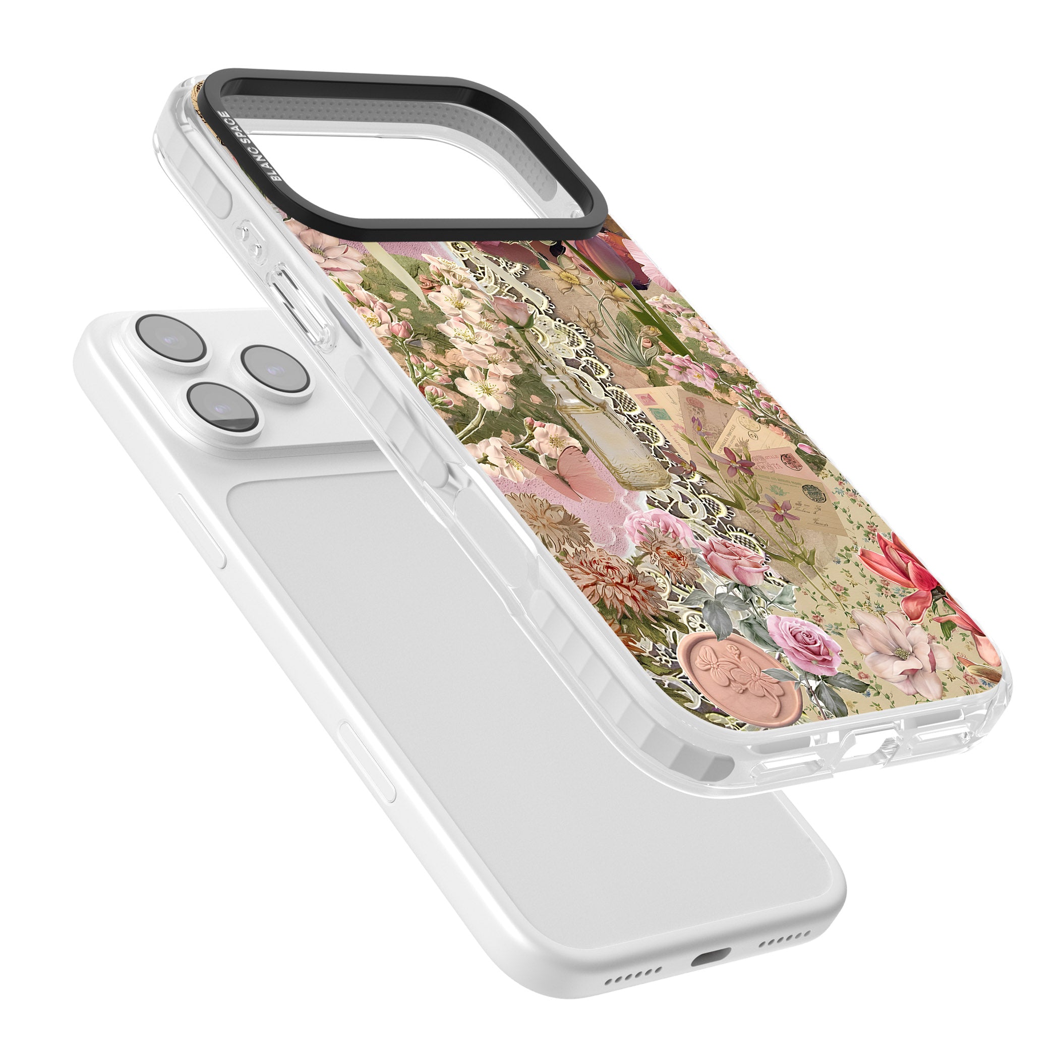 Soft Pink Flower Collage iPhone 17 Pro Max Impact Pro Clear Phone Case Colours