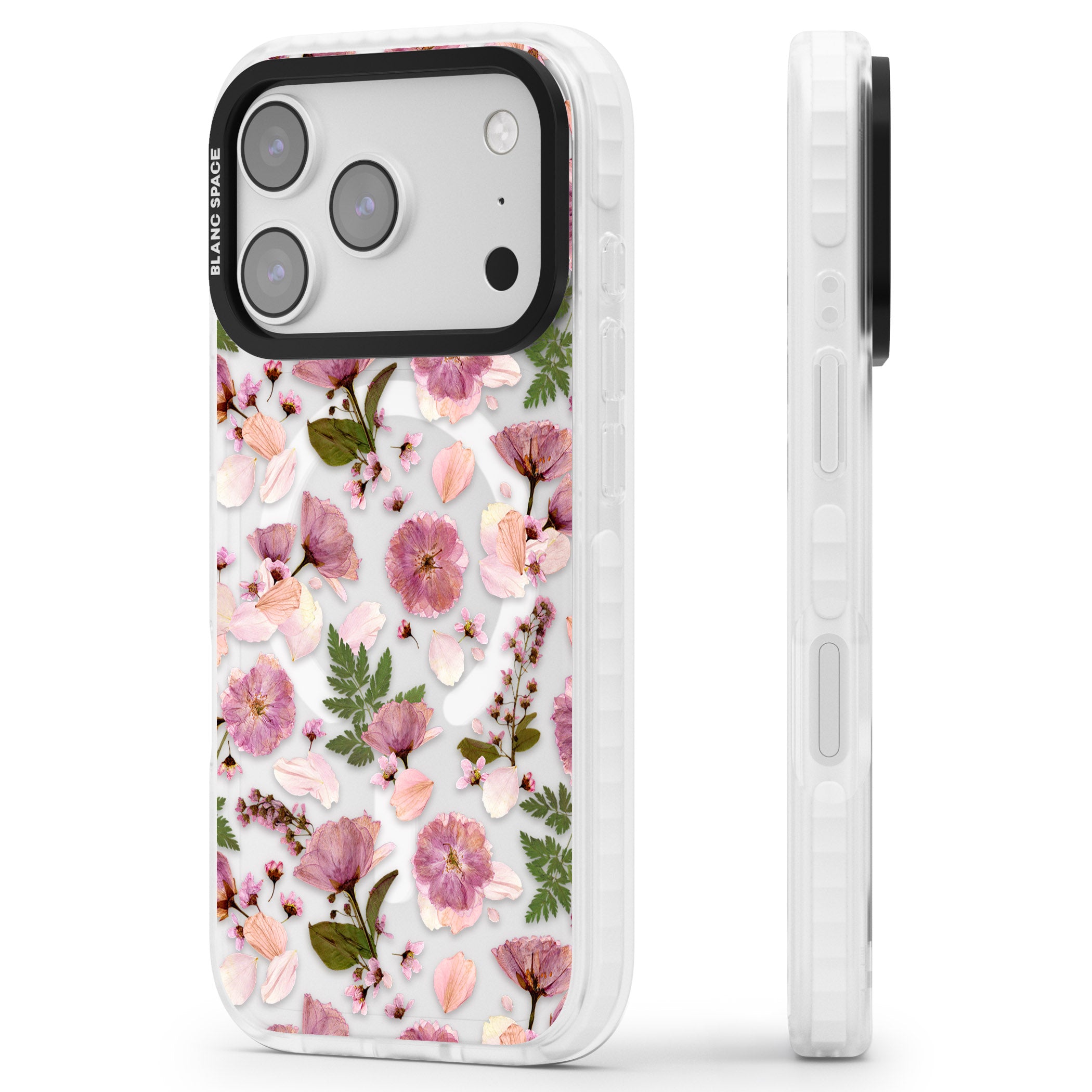 Floral Fantasy Menagerie iPhone 17 Pro Max Impact Pro Clear Phone Case Side Profile