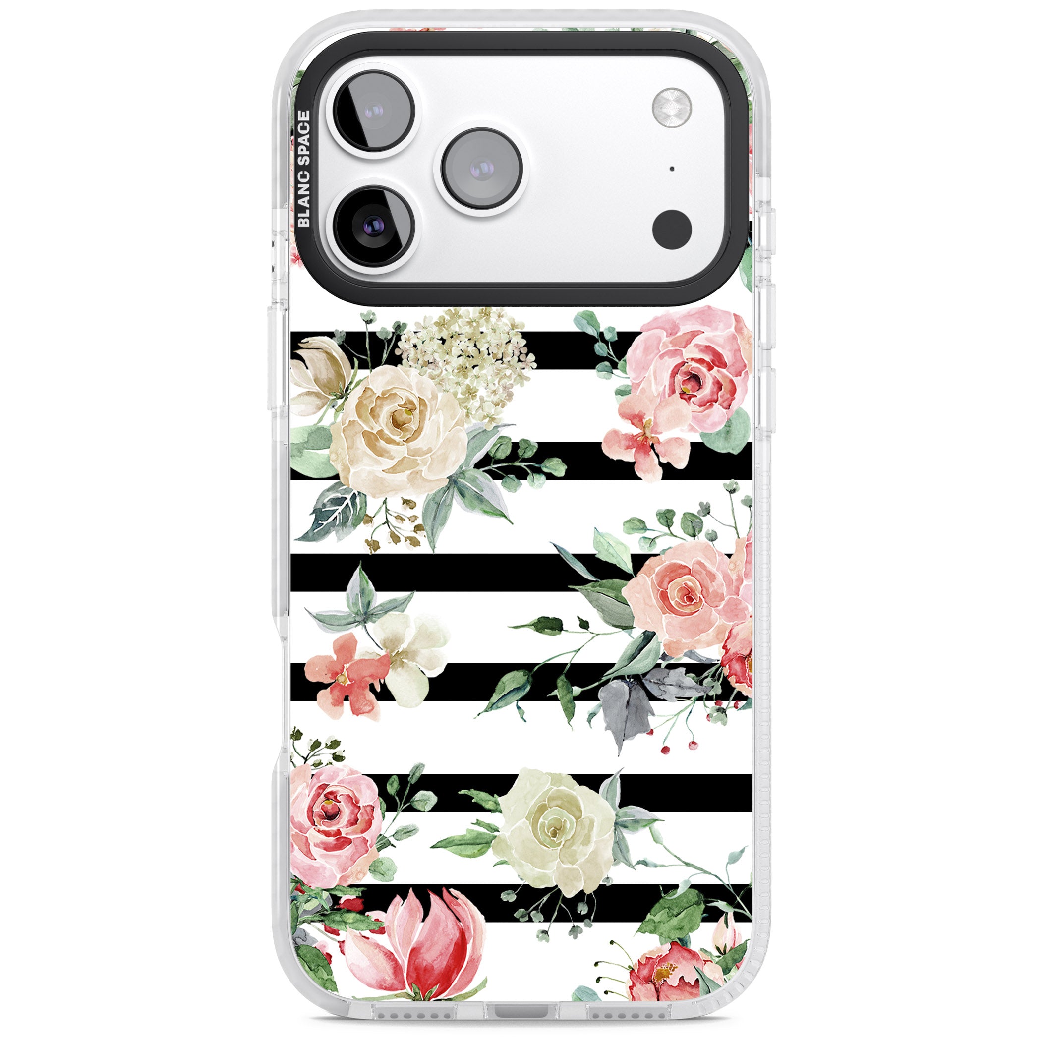 Floral Stripes iPhone 17 Pro Max Impact Pro Clear Phone Case