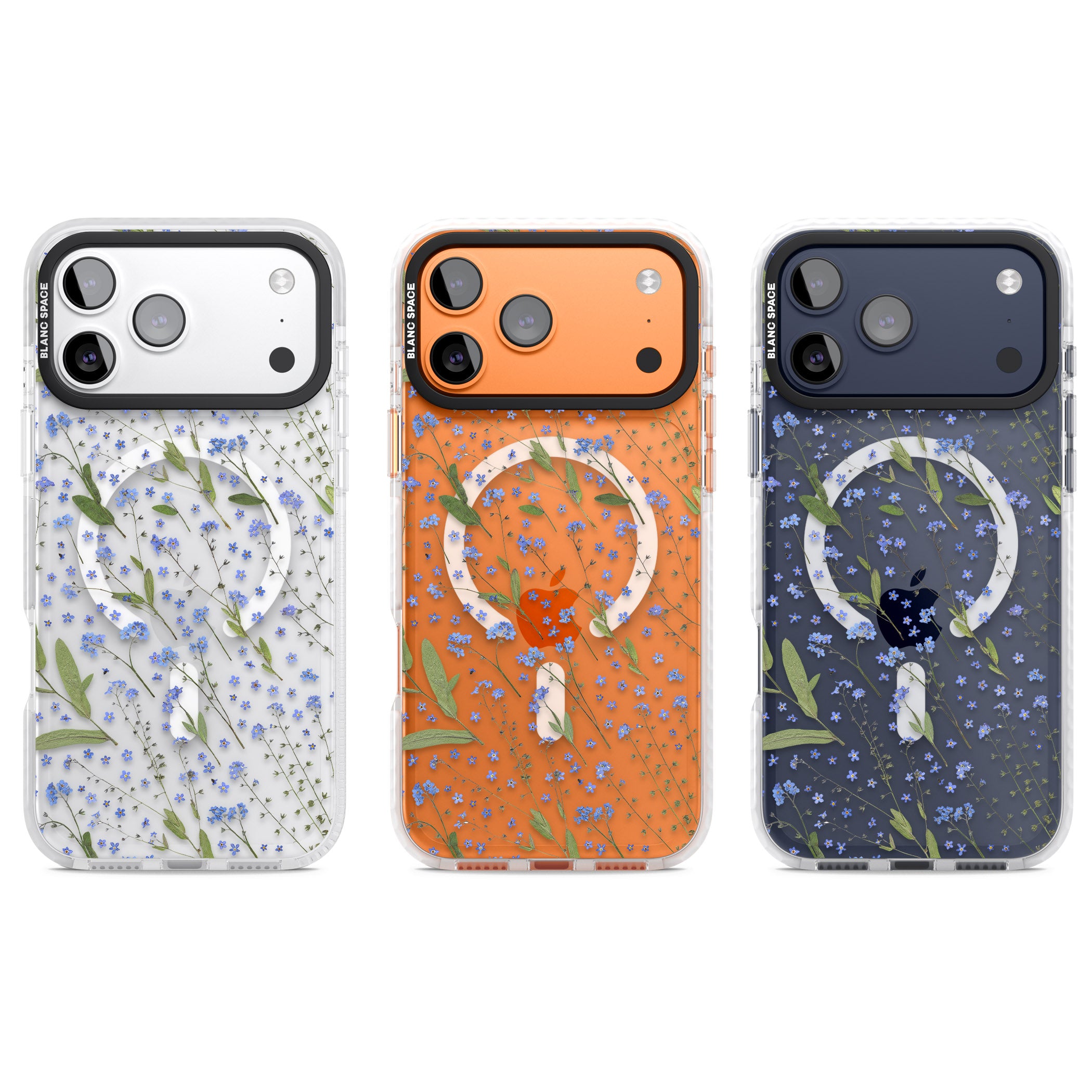 Blue Meadow Floral iPhone 17 Pro Impact Pro Clear Phone Case APT Impact Protection