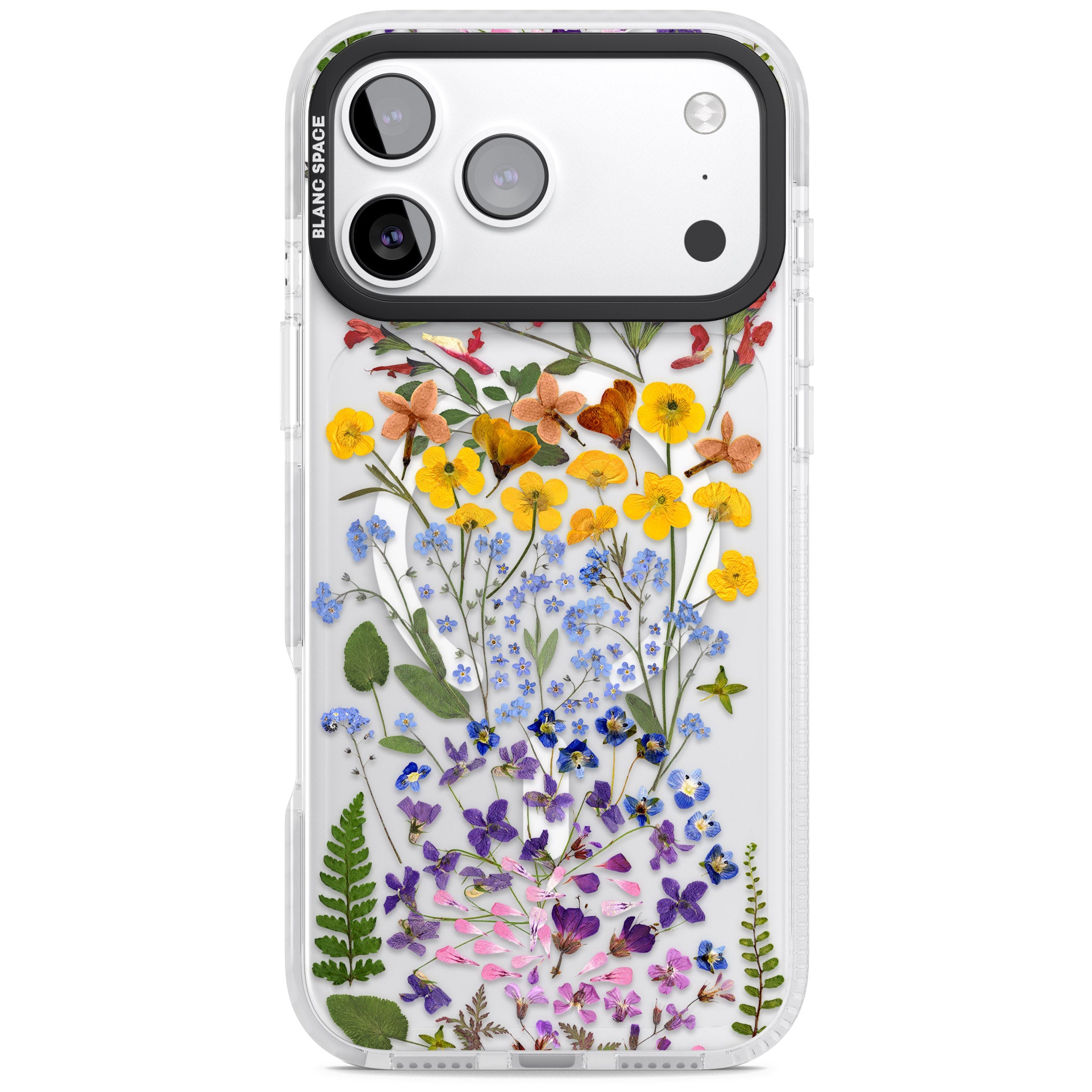 Pressed Wildflower Stripe iPhone 17 Pro Max Impact Pro Clear Phone Case