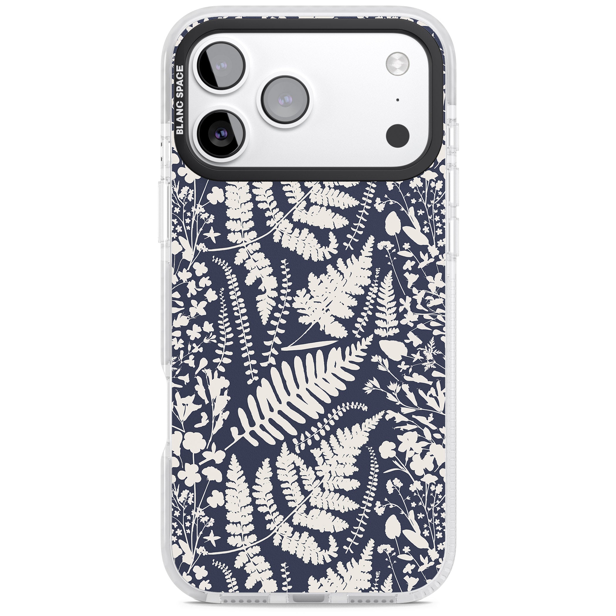 Wildflowers & Ferns On Navy iPhone 17 Pro Max Impact Pro Clear Phone Case