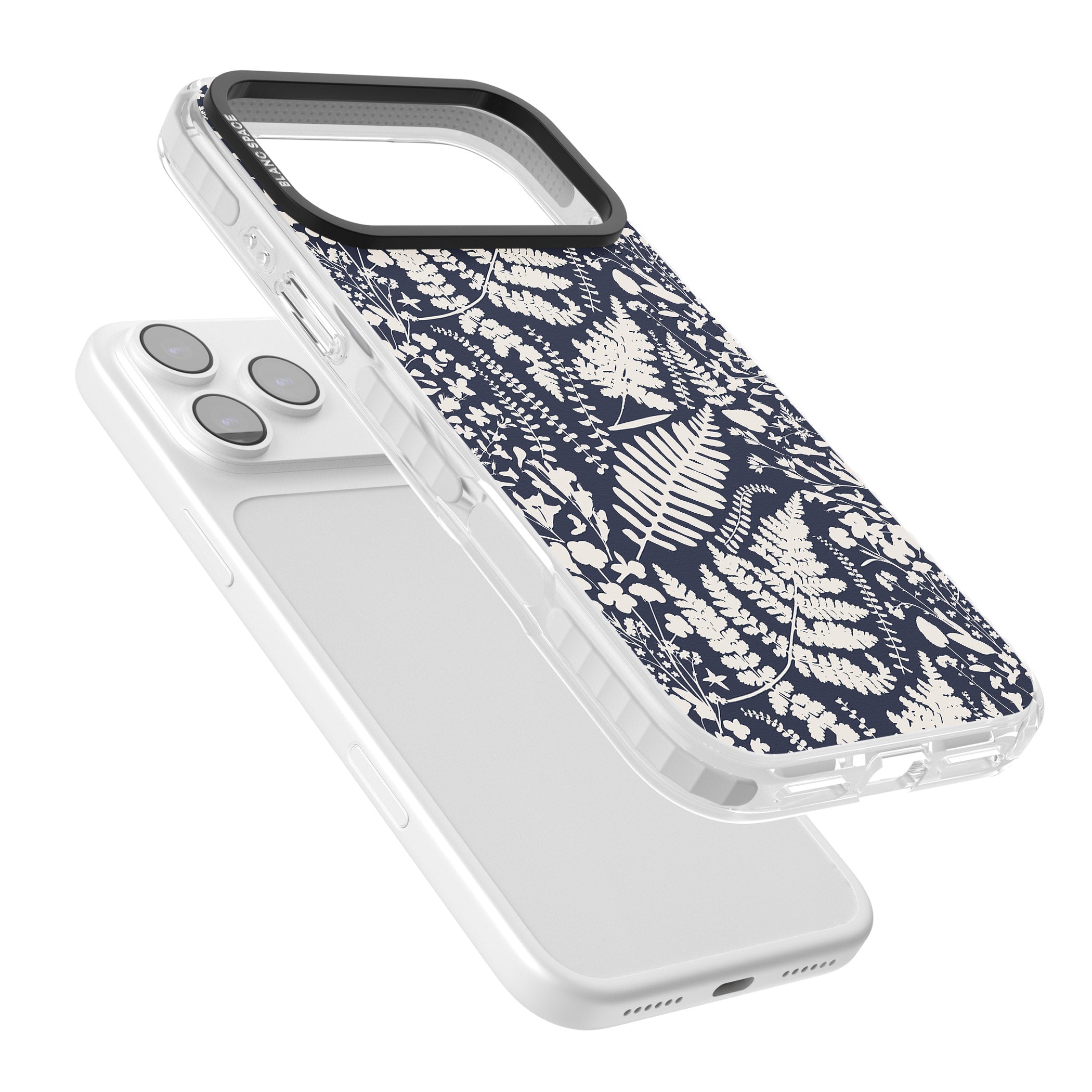 Wildflowers & Ferns On Navy iPhone 17 Pro Max Impact Pro Clear Phone Case Colours