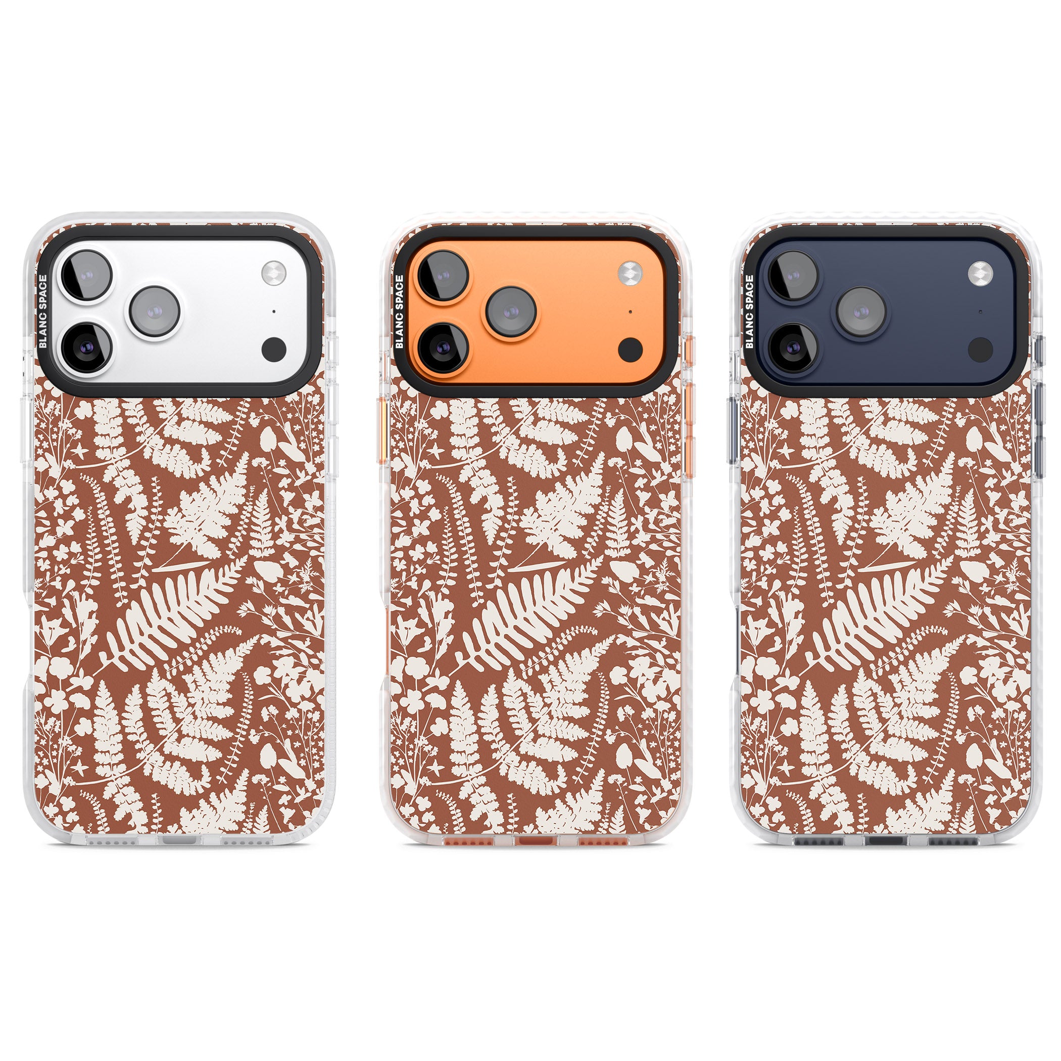 Wildflowers And Ferns On Terracotta iPhone 17 Pro Impact Pro Clear Phone Case APT Impact Protection