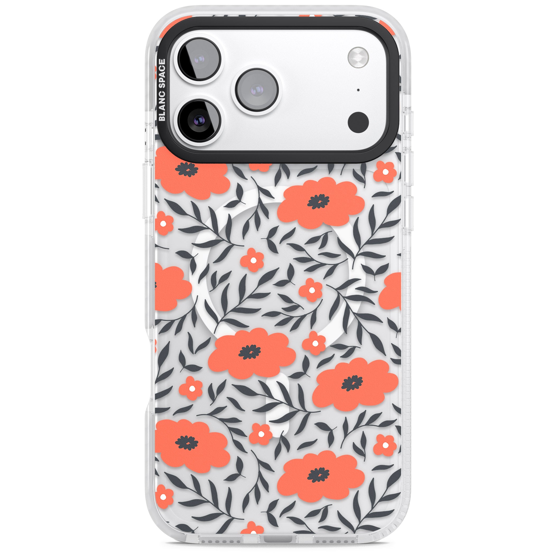 Red Poppy Floral iPhone 17 Pro Max Impact Pro Clear Phone Case