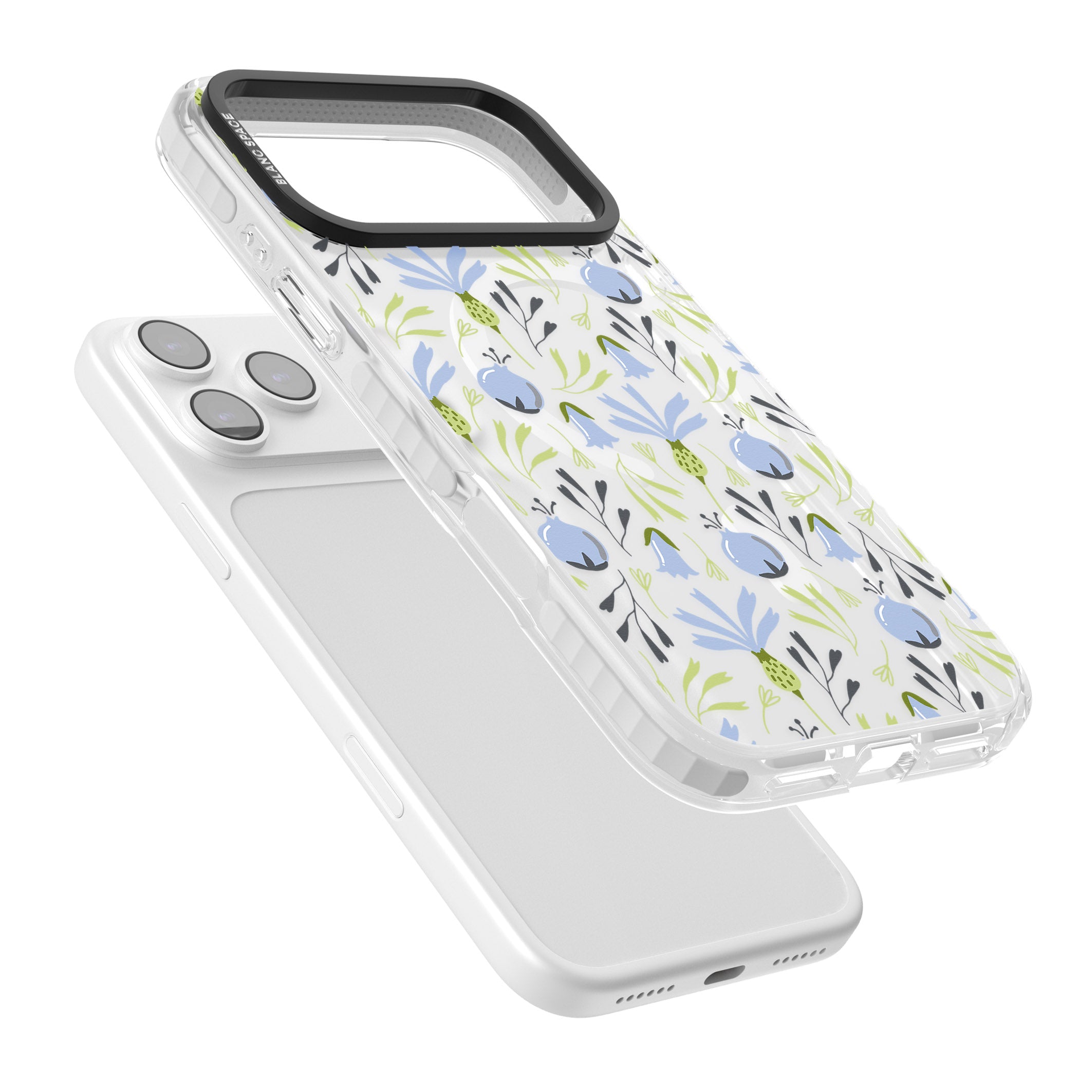 Blue Flora Bloom iPhone 17 Pro Max Impact Pro Clear Phone Case Colours