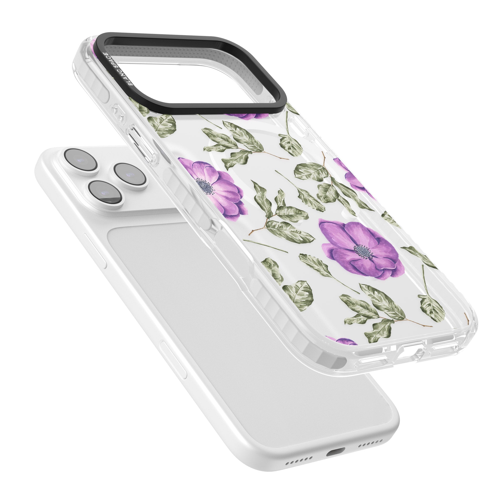 Purple Bloom Floral iPhone 17 Pro Max Impact Pro Clear Phone Case Colours