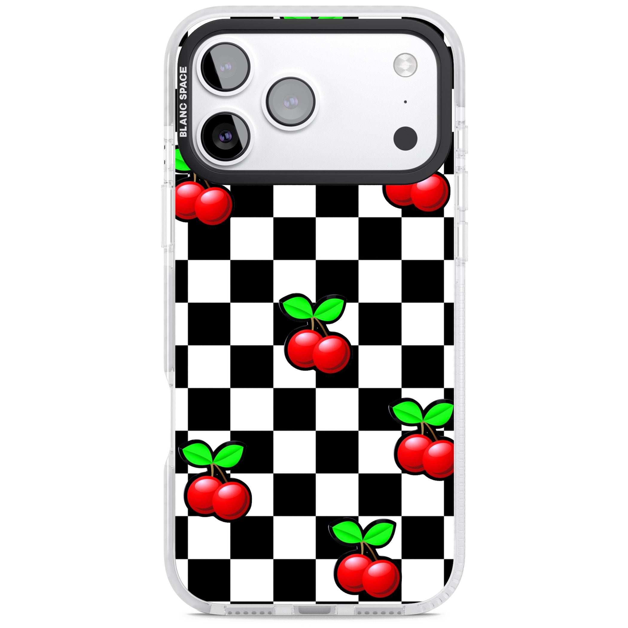 Checkered Cherry iPhone 17 Pro Max Impact Pro Clear Phone Case