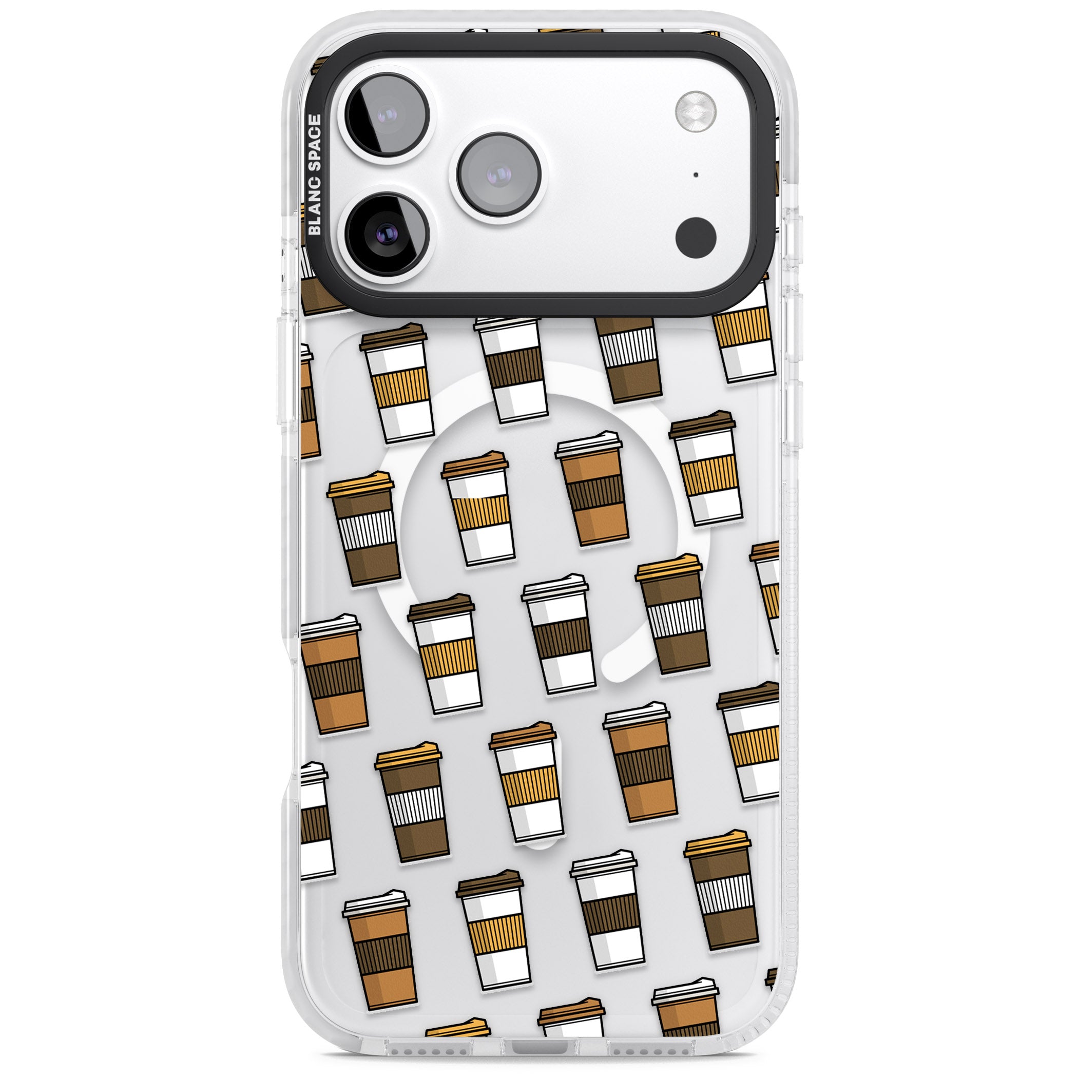 Coffee Cup Pattern iPhone 17 Pro Max Impact Pro Clear Phone Case