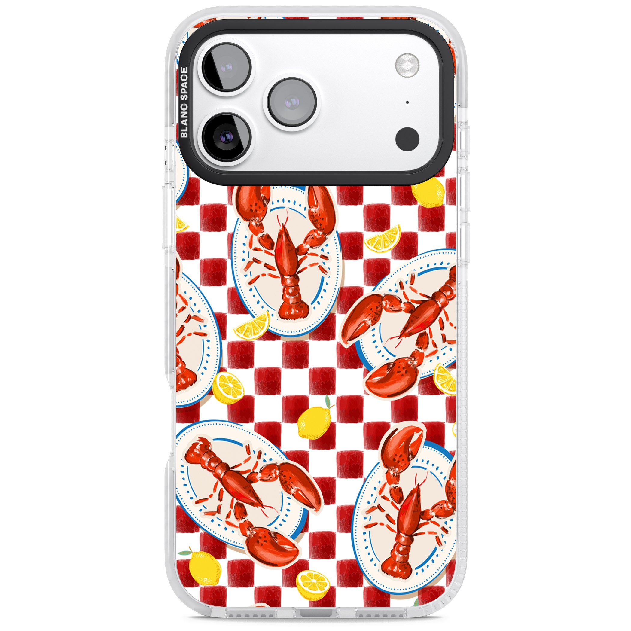 Red Lobster Checkered iPhone 17 Pro Max Impact Pro Clear Phone Case