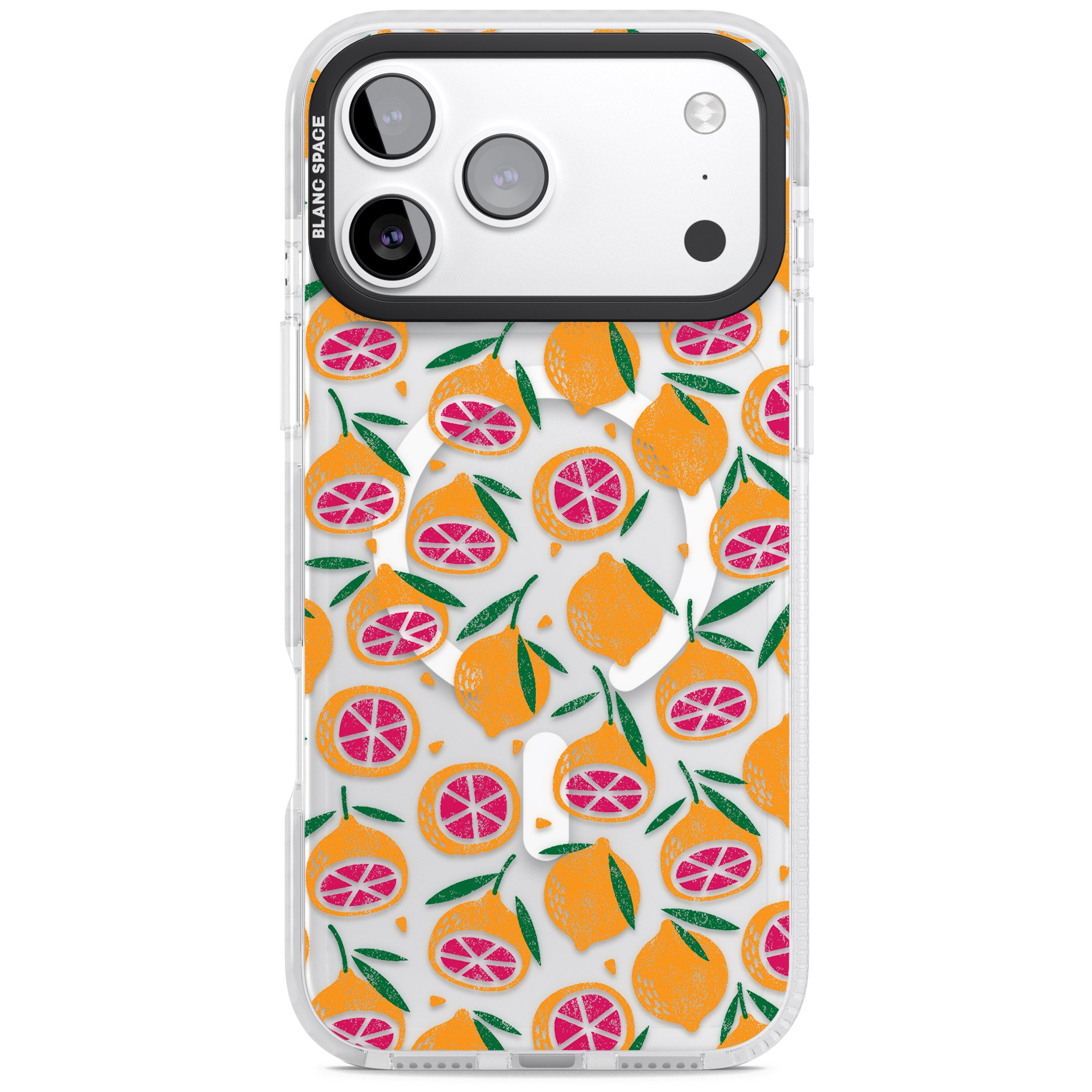 Blood Orange Fruit Pattern Transparent iPhone 17 Pro Max Impact Pro Clear Phone Case