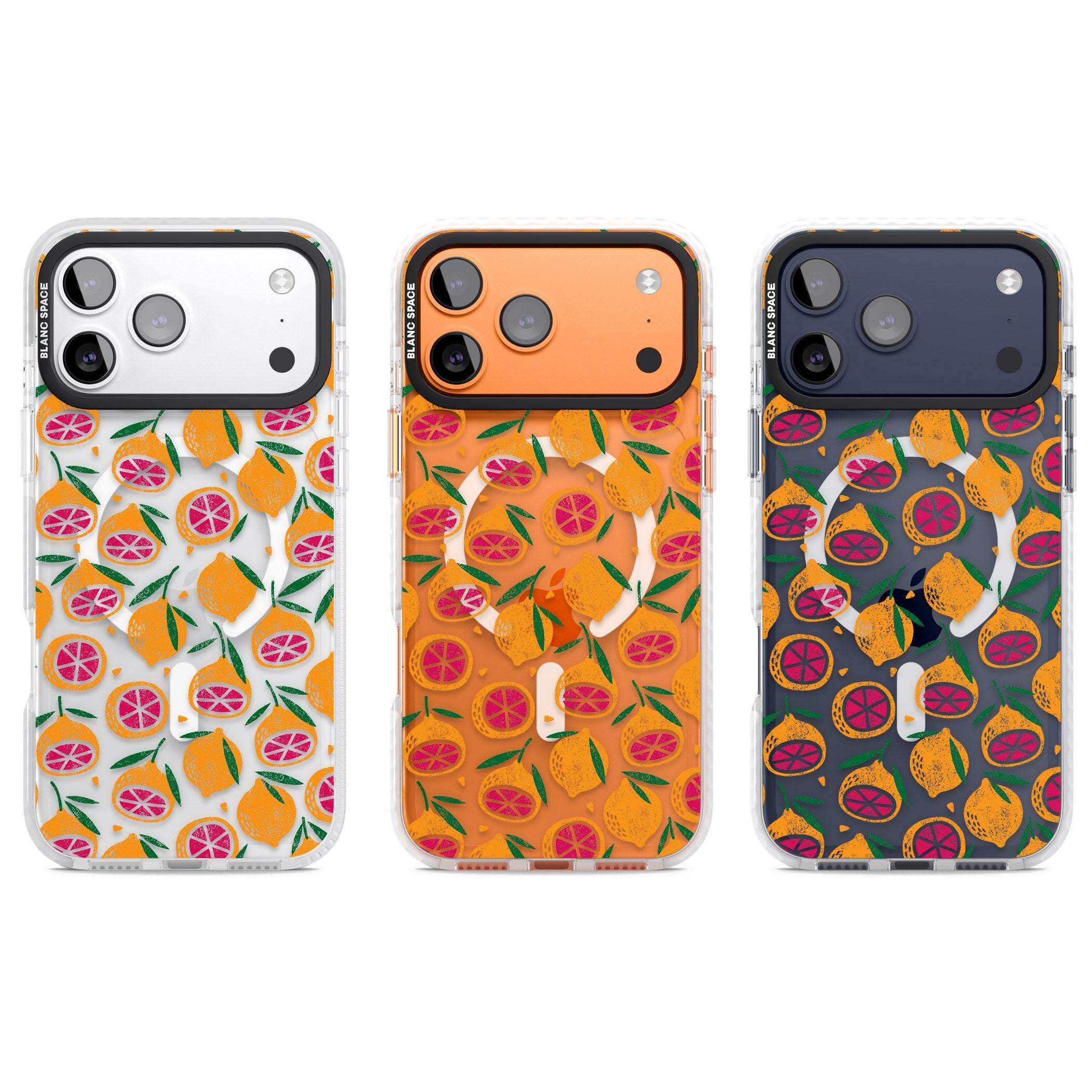 Blood Orange Fruit Pattern Transparent iPhone 17 Pro Impact Pro Clear Phone Case APT Impact Protection