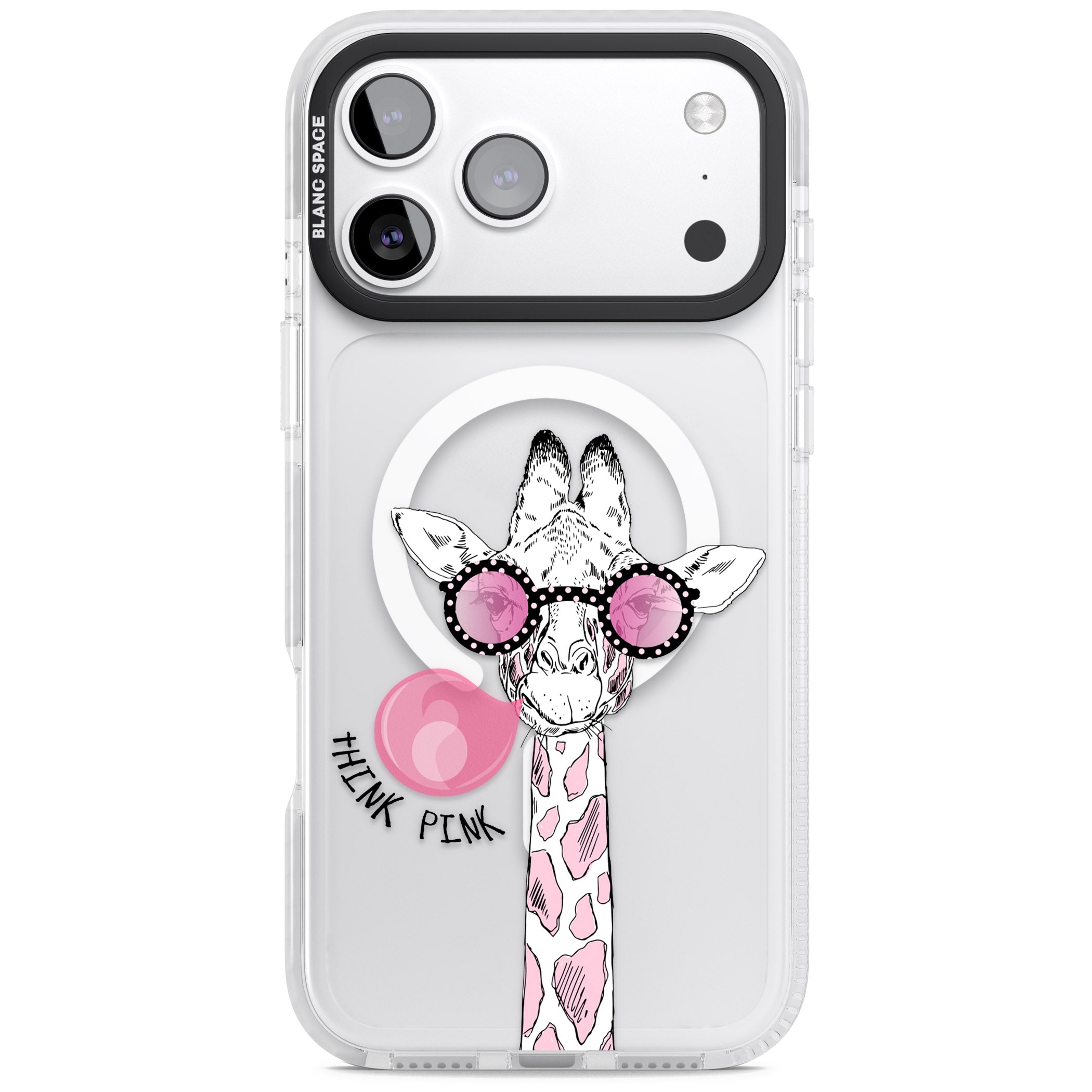 Think Pink Giraffe iPhone 17 Pro Max Impact Pro Clear Phone Case