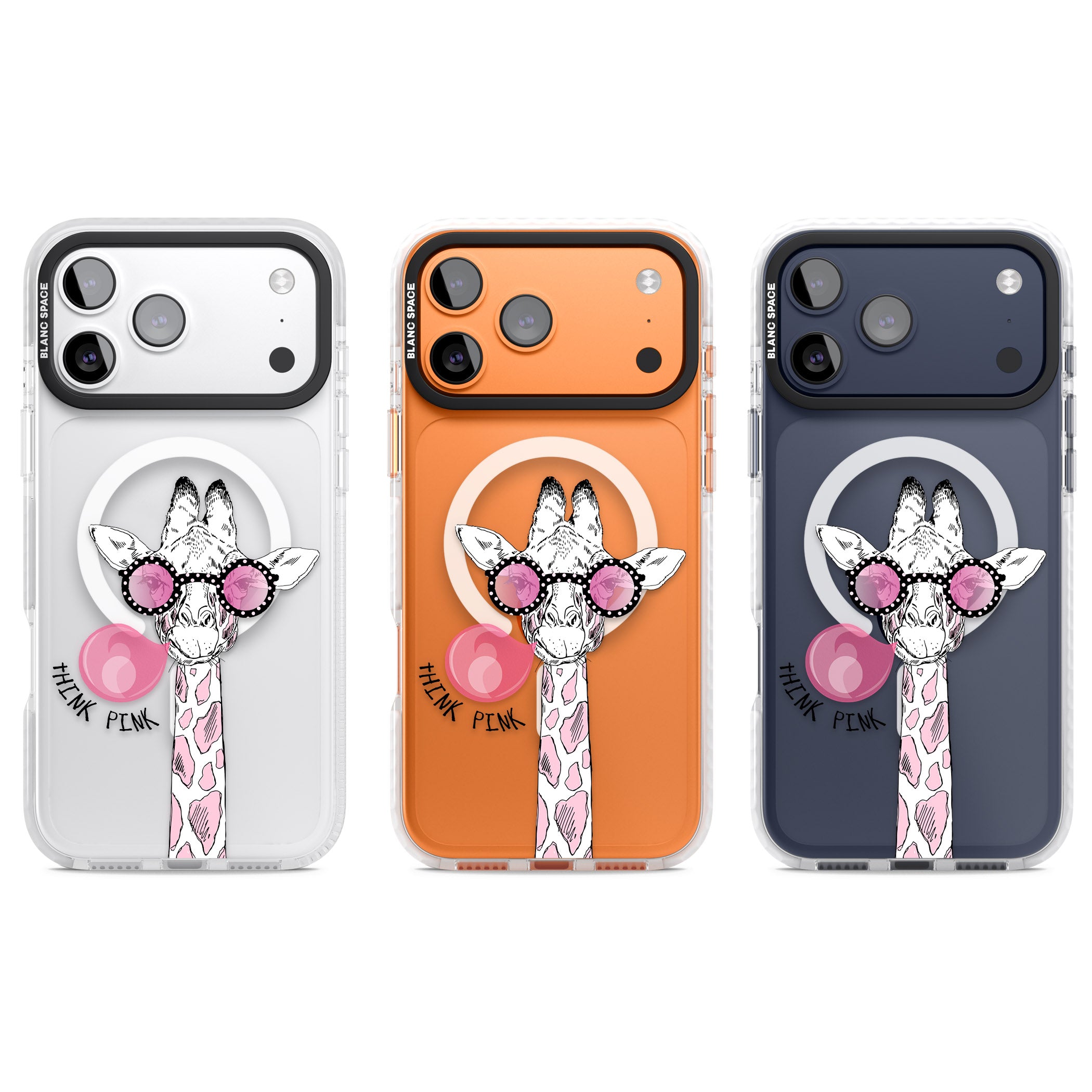 Think Pink Giraffe iPhone 17 Pro Impact Pro Clear Phone Case APT Impact Protection
