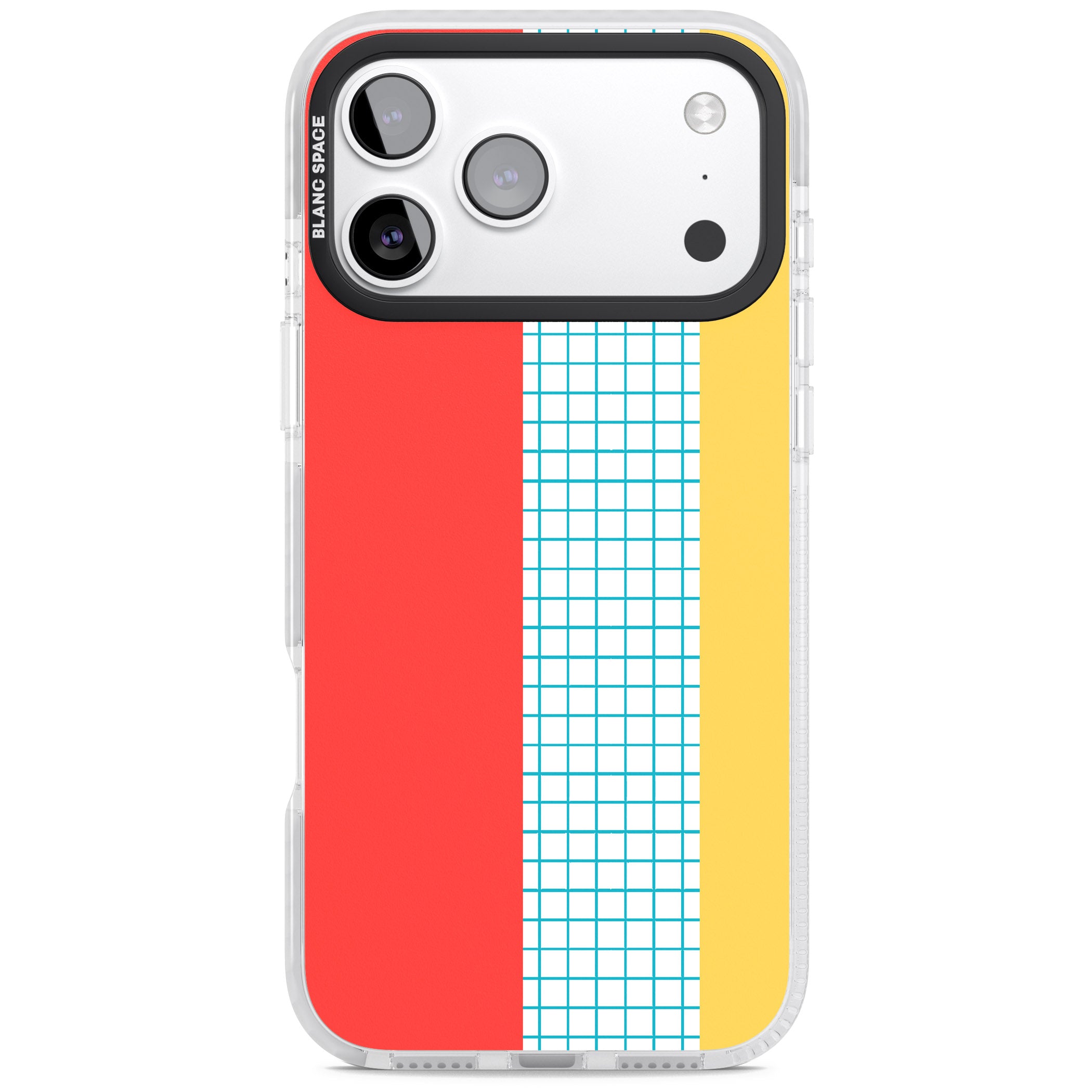 Abstract Grid Red, Blue, Yellow iPhone 17 Pro Max Impact Pro Clear Phone Case