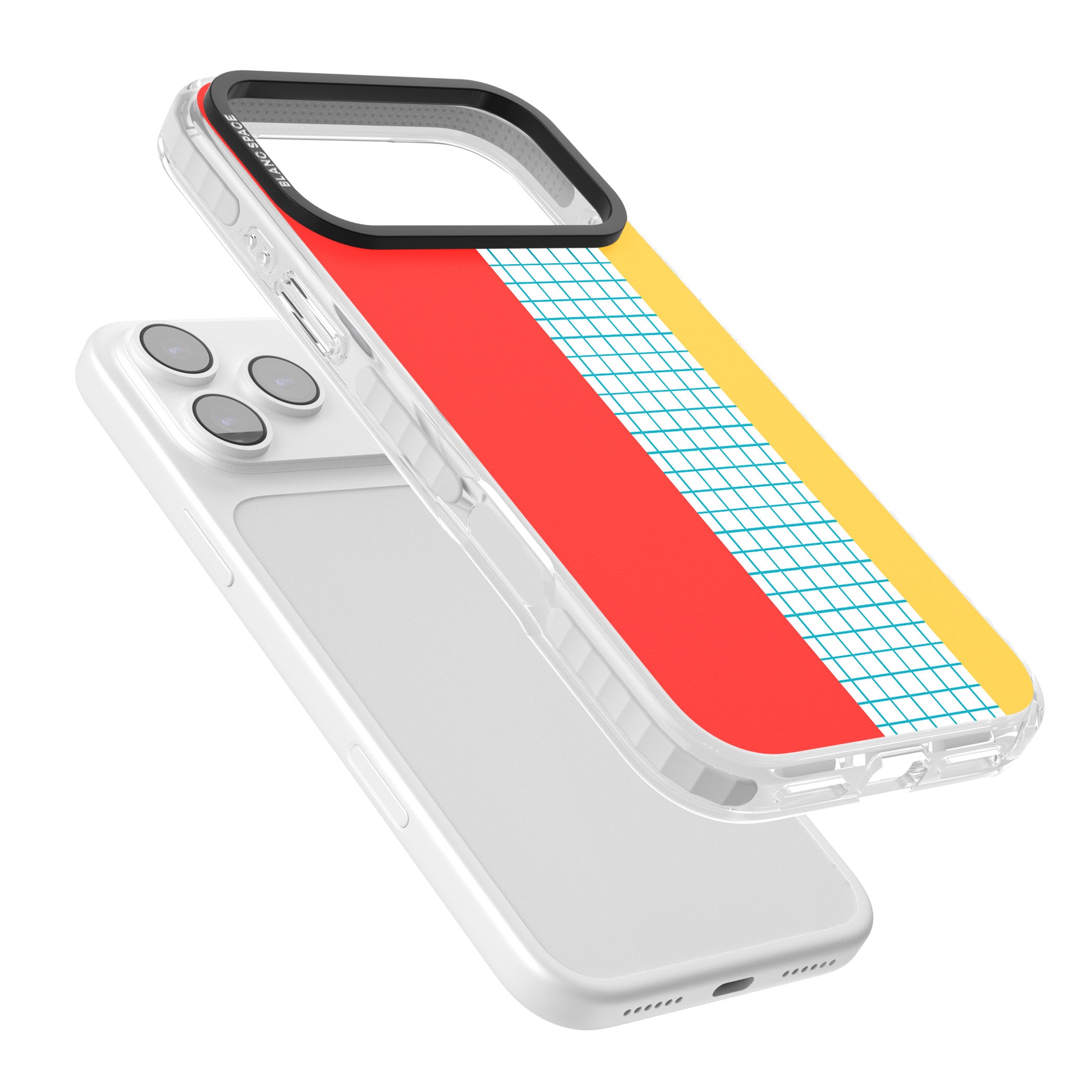 Abstract Grid Red, Blue, Yellow iPhone 17 Pro Max Impact Pro Clear Phone Case Colours