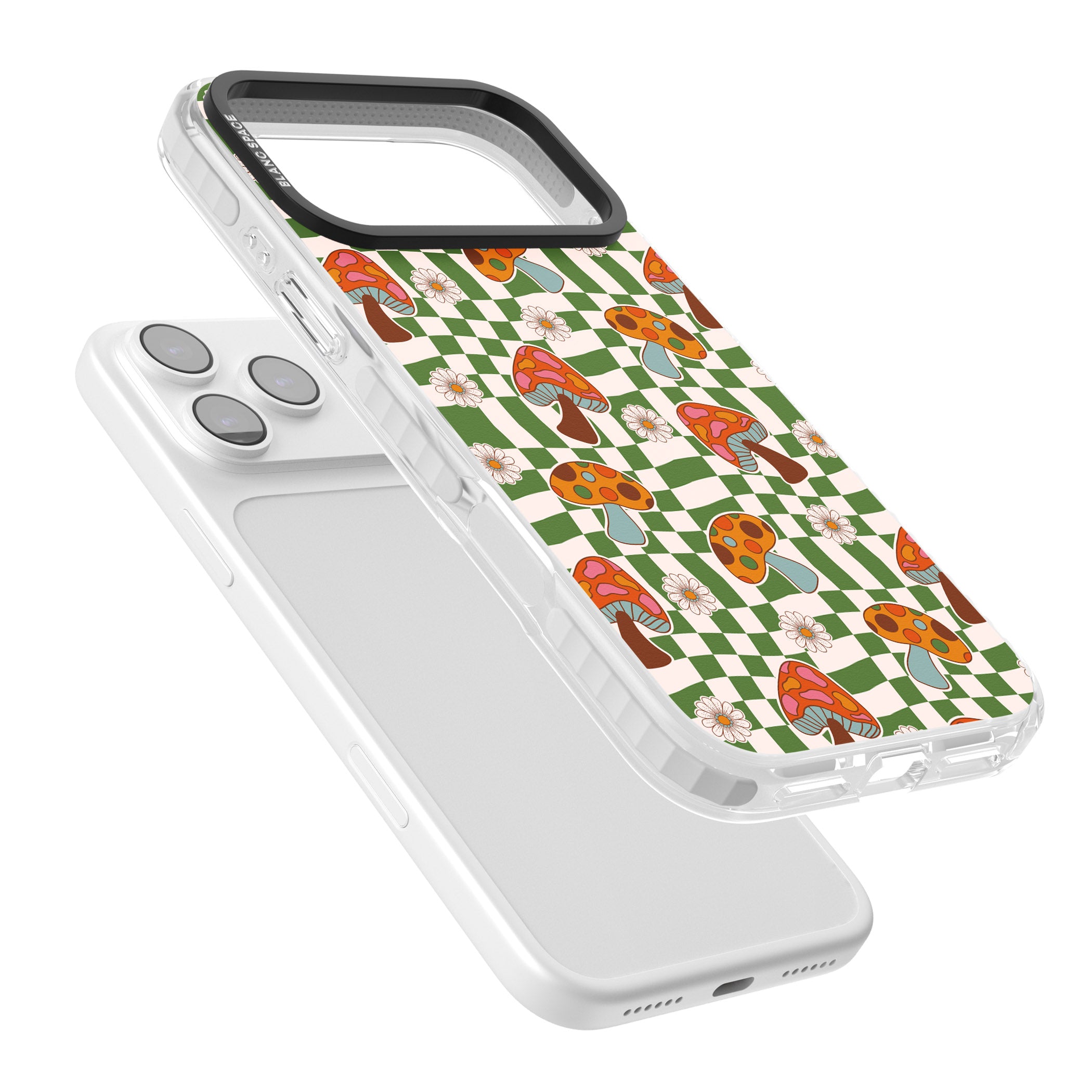 Wavy Checked Shroom & Bloom iPhone 17 Pro Max Impact Pro Clear Phone Case Colours