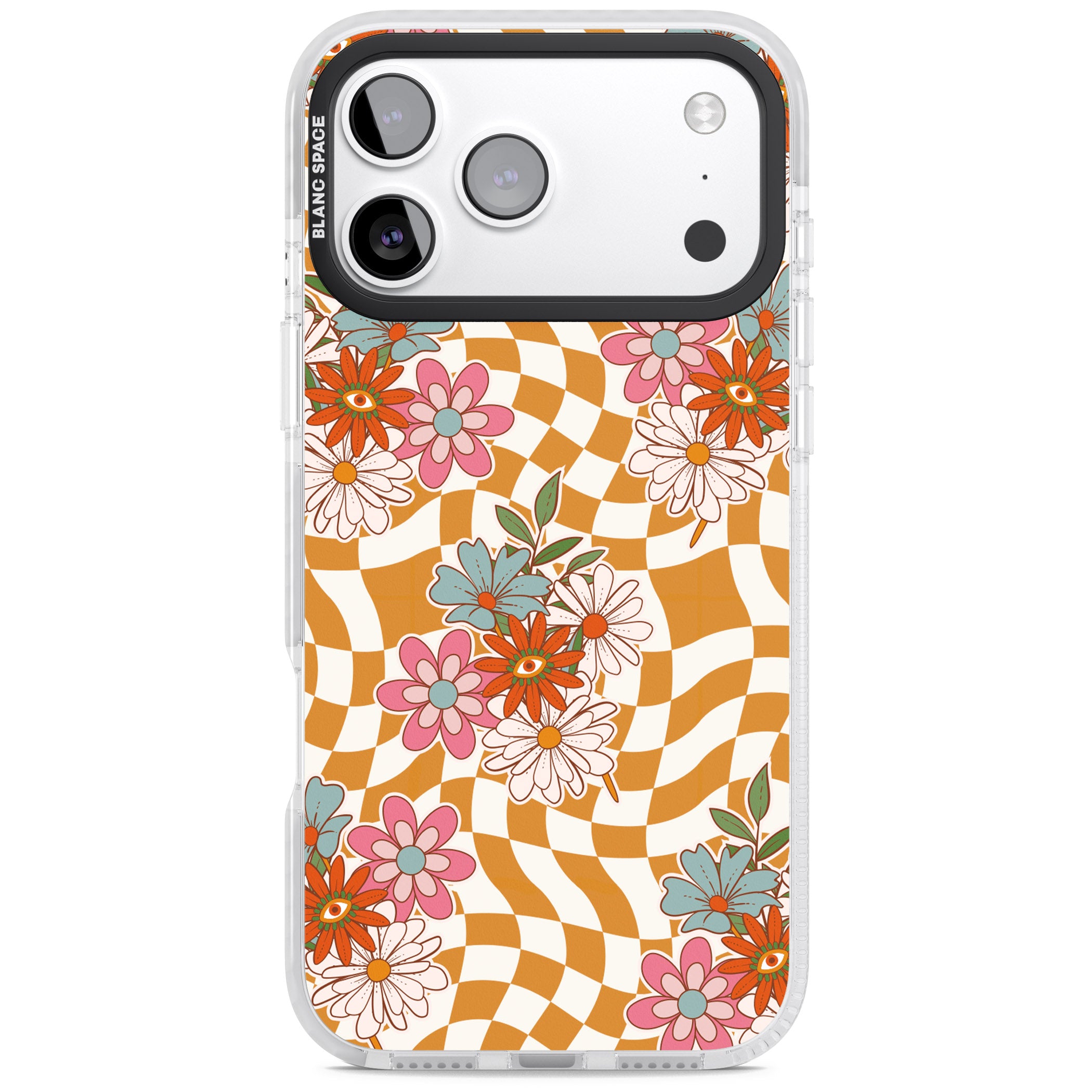 Wavy Checked Bloom iPhone 17 Pro Max Impact Pro Clear Phone Case