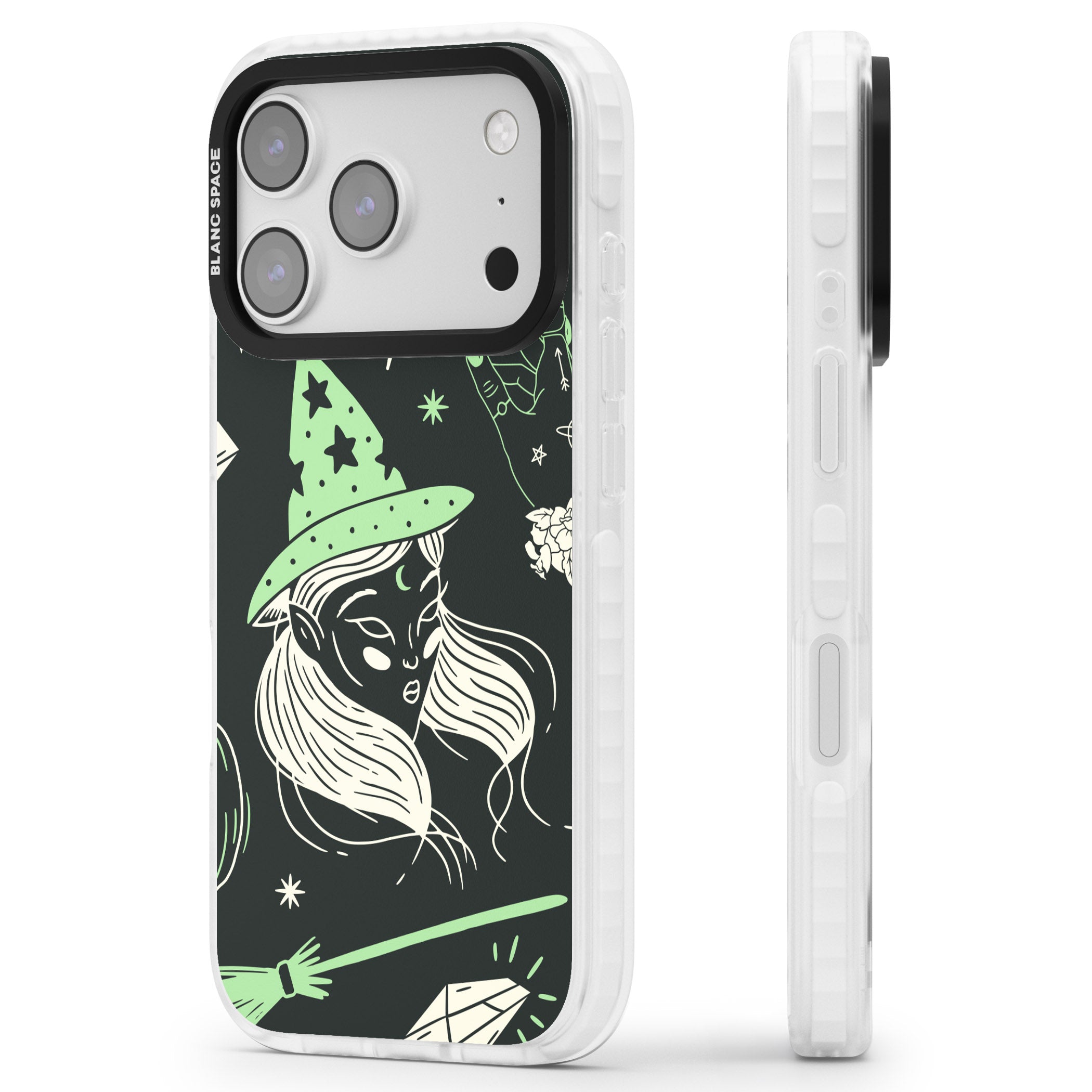 Astrology Witch Pattern iPhone 17 Pro Max Impact Pro Clear Phone Case Side Profile