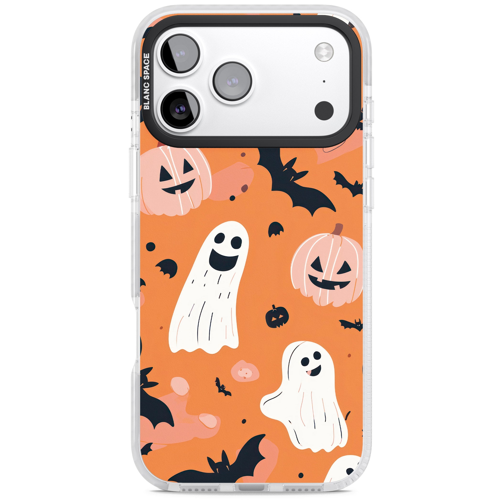 Orange Halloween Pattern iPhone 17 Pro Max Impact Pro Clear Phone Case