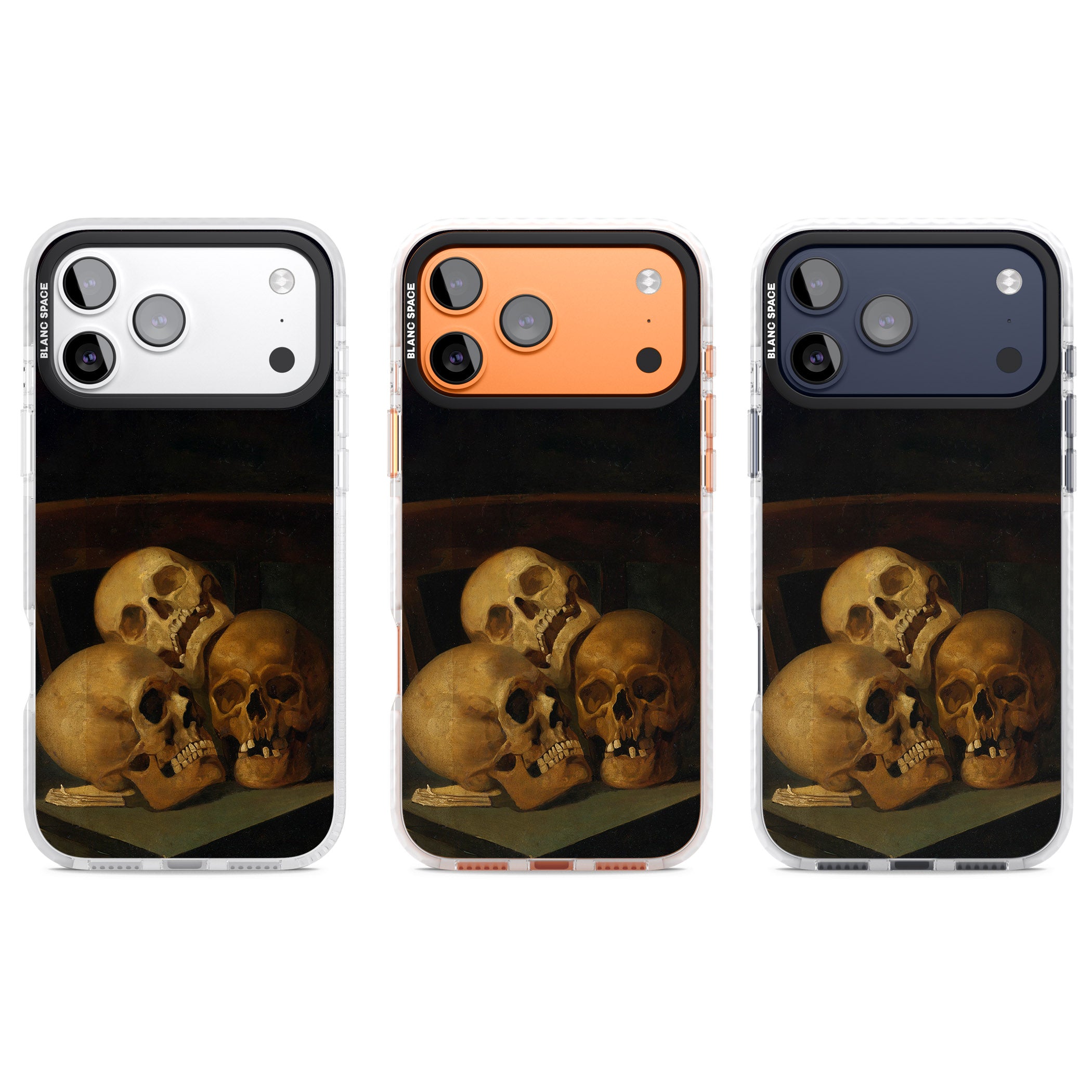 Still Life Of Three Skulls iPhone 17 Pro Impact Pro Clear Phone Case APT Impact Protection